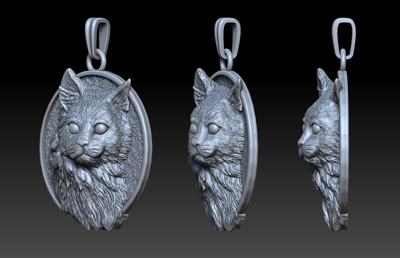 Cat Pendant M52 3D print model_1