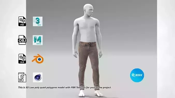 Men Denim Jeans Pant PBR LowPoly Game VR AR