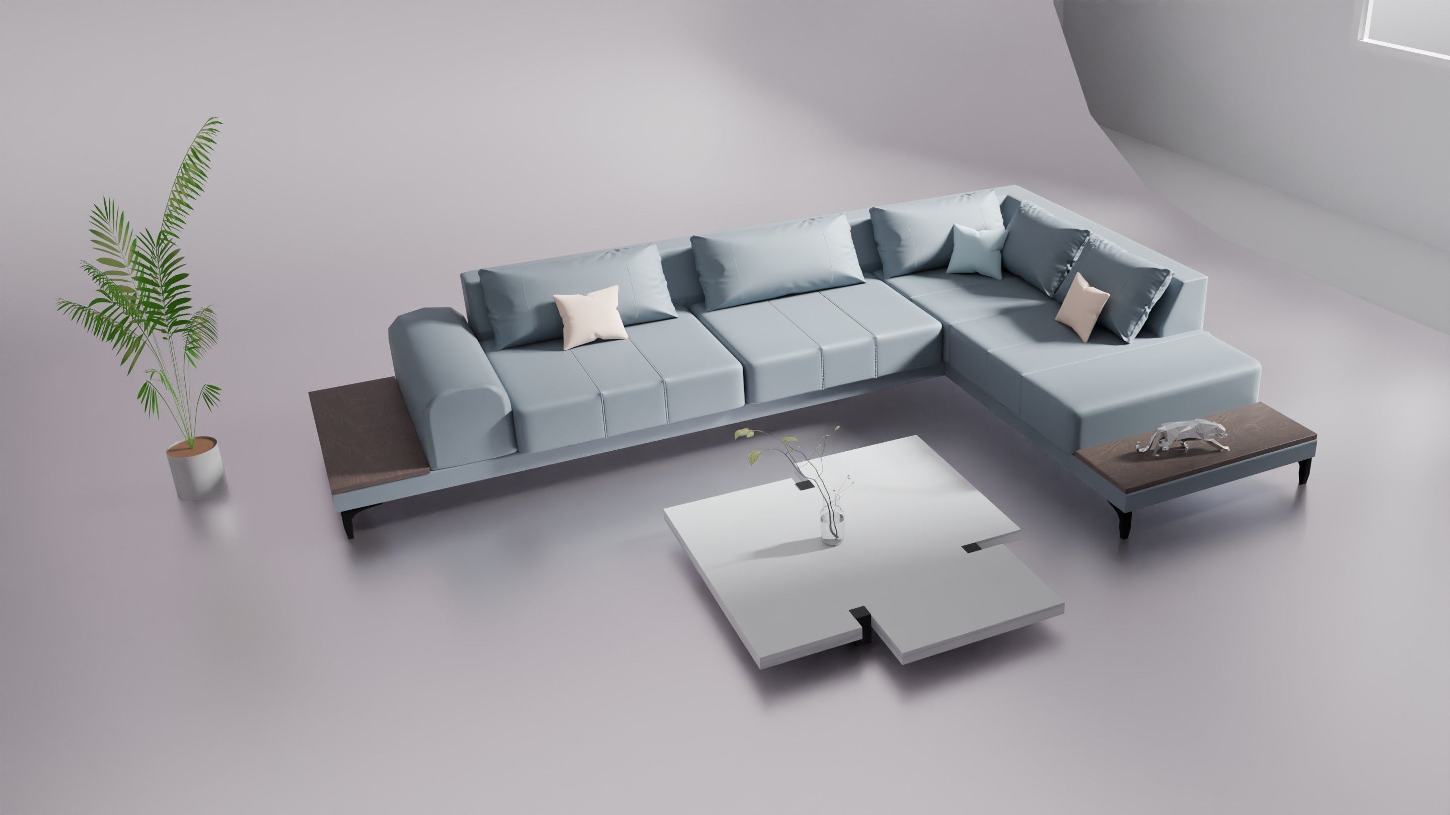 Sofa Furniture and table 3D model_1