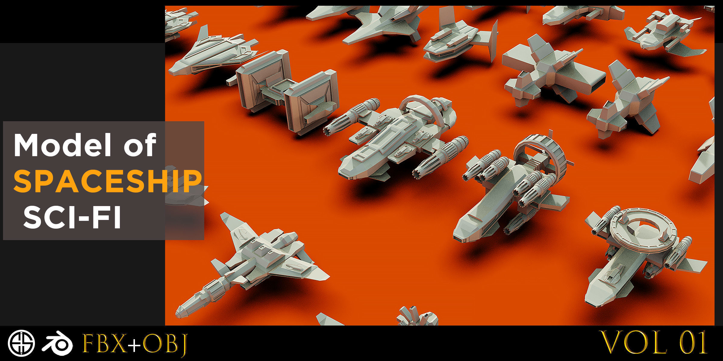 120 Spaceship-Vehicle-Sci-fi-Aircraft-Transportation-Ship-Vol 01 Low-poly 3D model_14