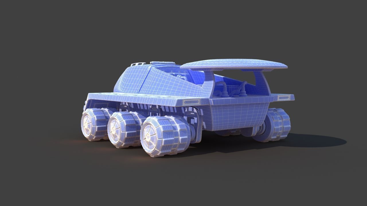 Futuristic Moon Mars Rover 3D model_29