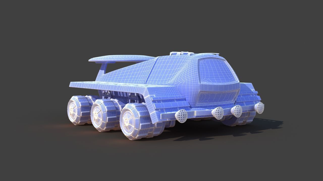 Futuristic Moon Mars Rover 3D model_35