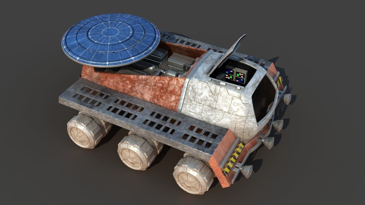 Futuristic Moon Mars Rover 3D model_16