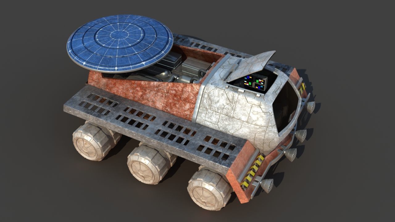 Futuristic Moon Mars Rover 3D model_15