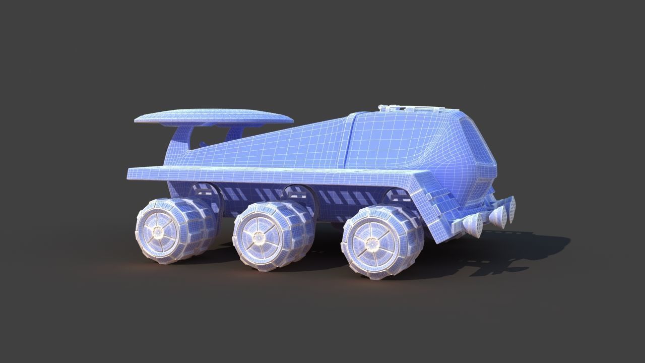 Futuristic Moon Mars Rover 3D model_34