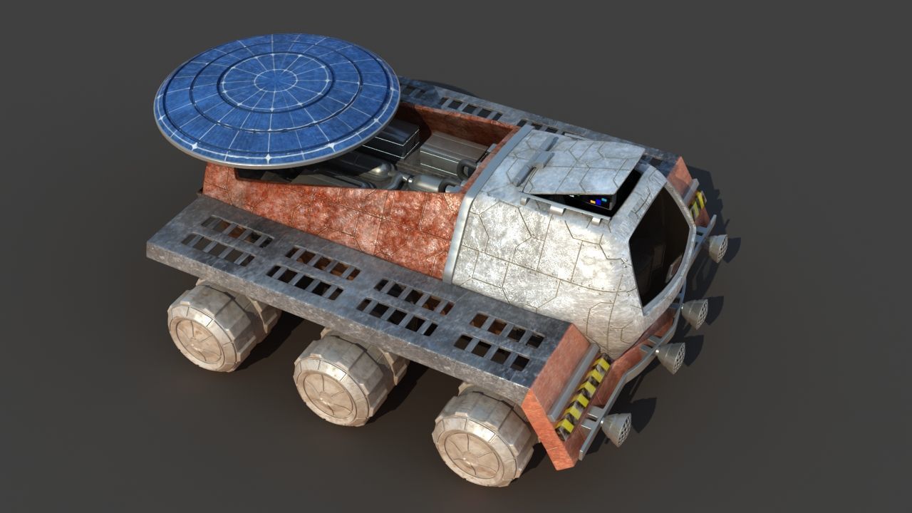 Futuristic Moon Mars Rover 3D model_14