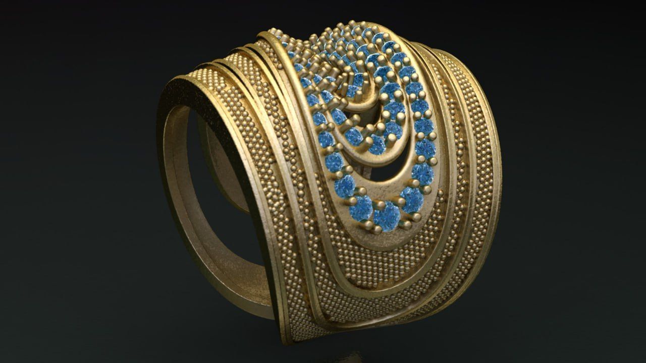 nonconcentric ellipses ring 3D print model_2