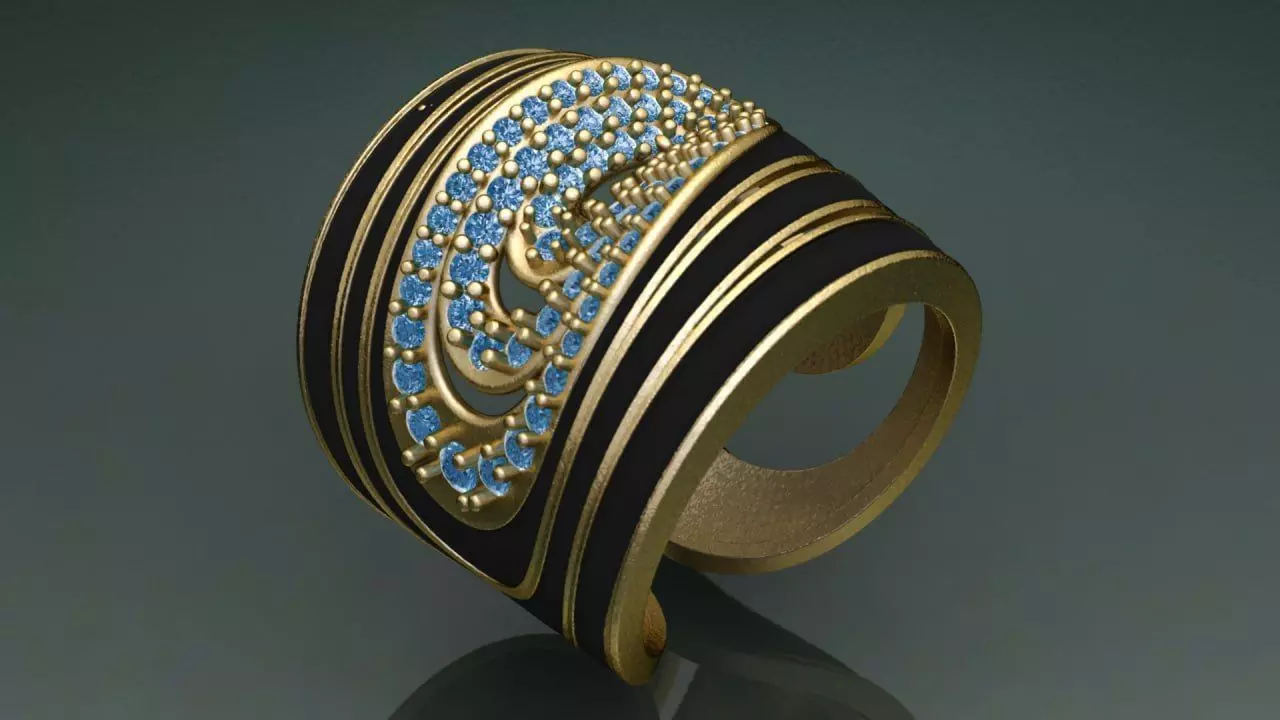 nonconcentric ellipses ring 3D print model_0