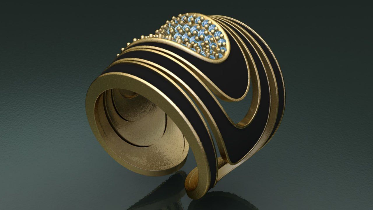 nonconcentric ellipses ring 3D print model_1