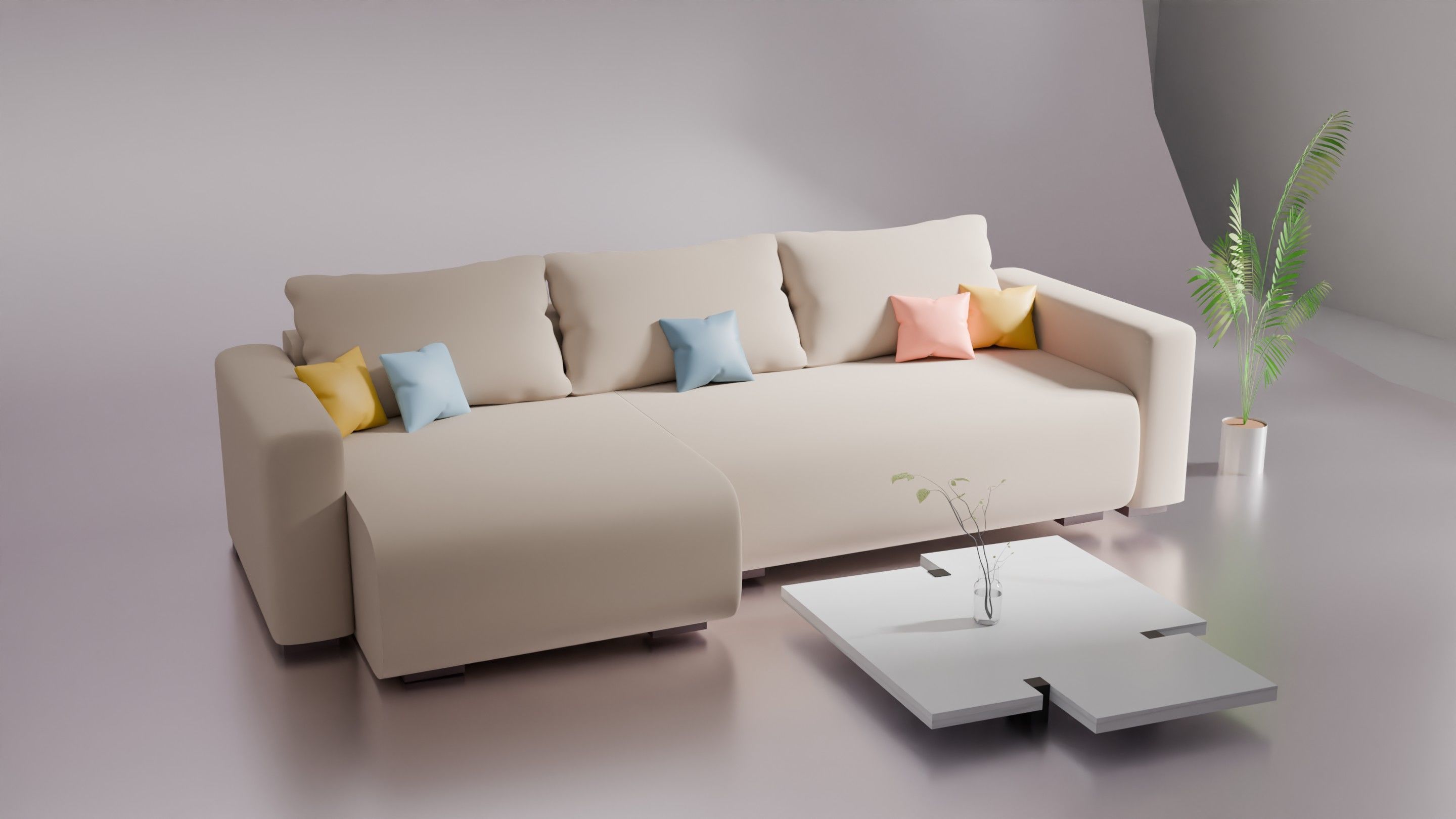 Sofa Furniture and table 3D model_3