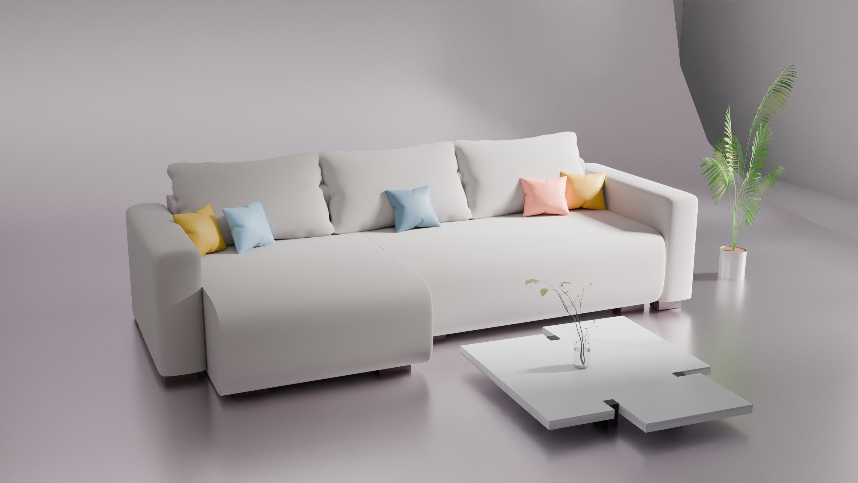 Sofa Furniture and table 3D model_2