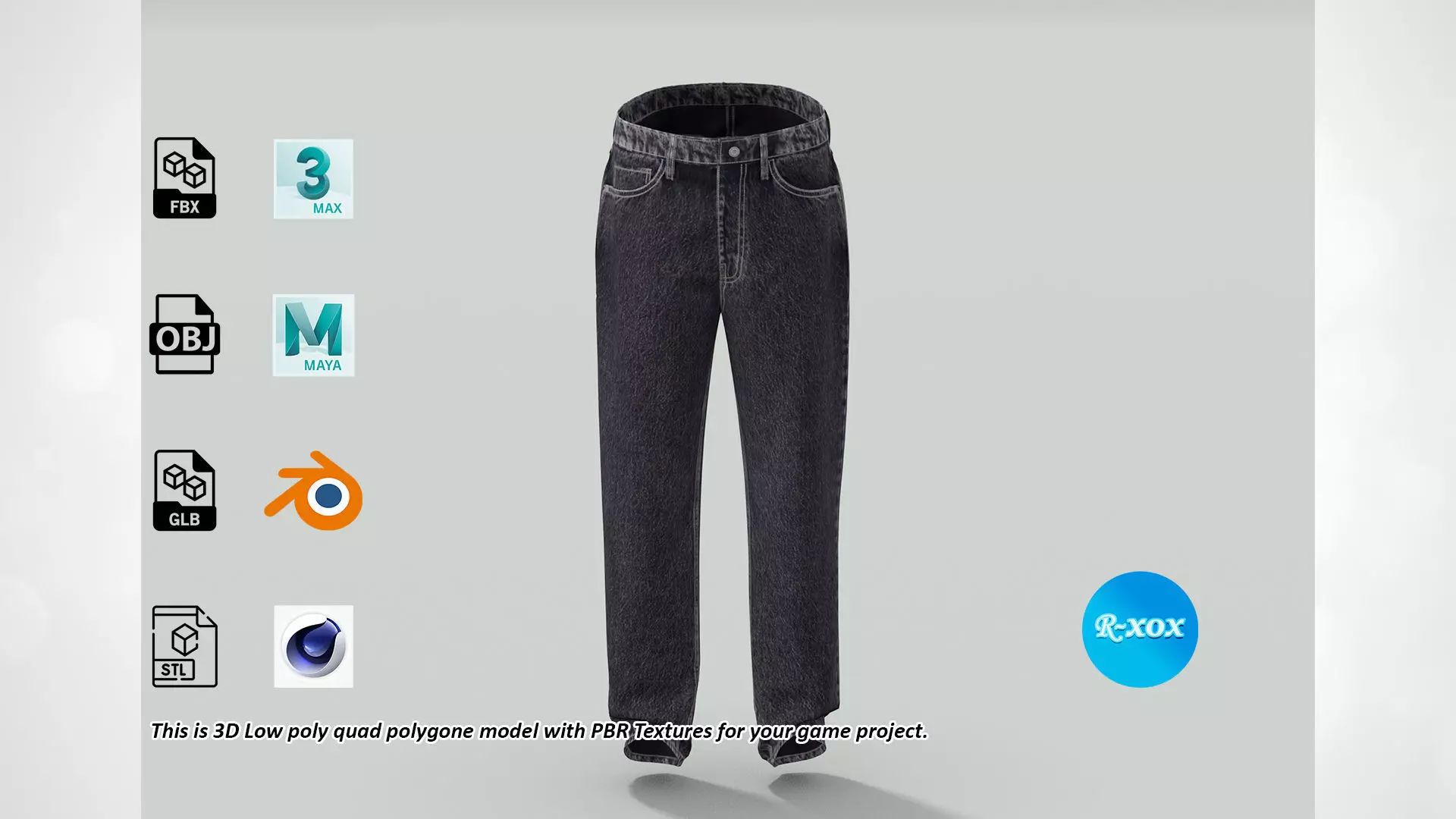 Men Denim Jeans Pant PBR LowPoly Low-poly 3D model