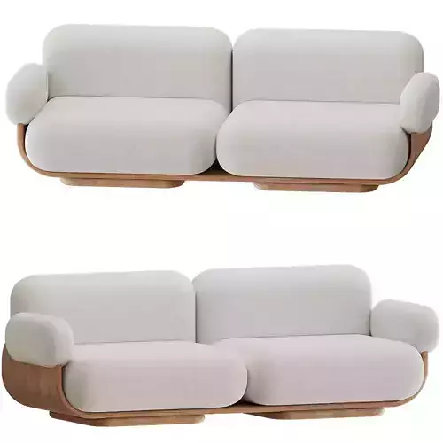 Modern Curved Wooden Frame Sofa 