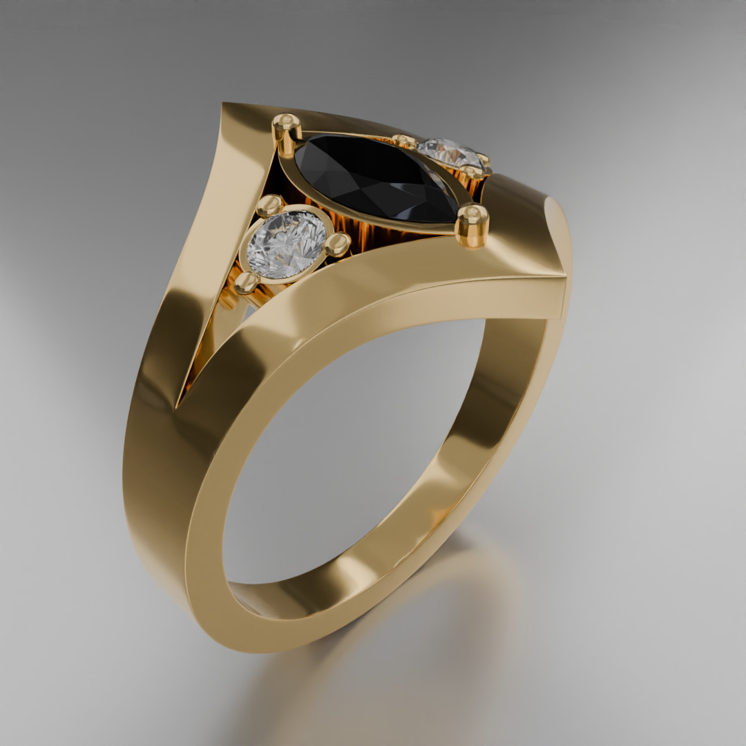 Noctis Aureum ring with diamonds and black onyx 3D model jewelry 3D model_6