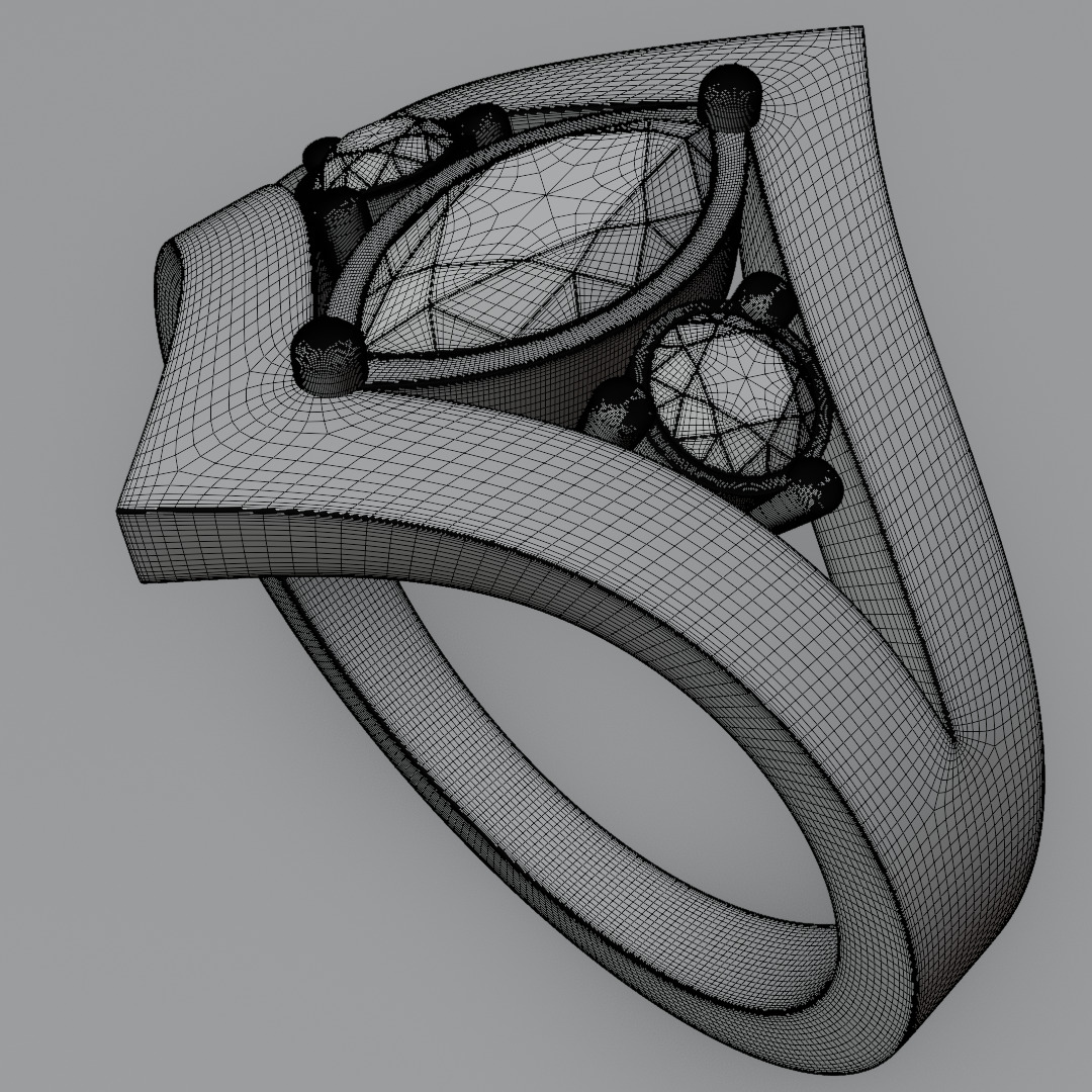 Noctis Aureum ring with diamonds and black onyx 3D model jewelry 3D model_18