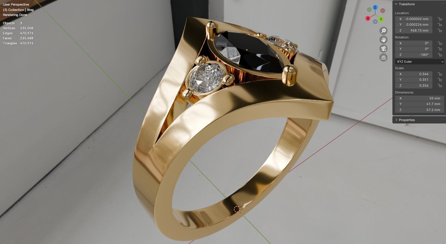 Noctis Aureum ring with diamonds and black onyx 3D model jewelry 3D model_22