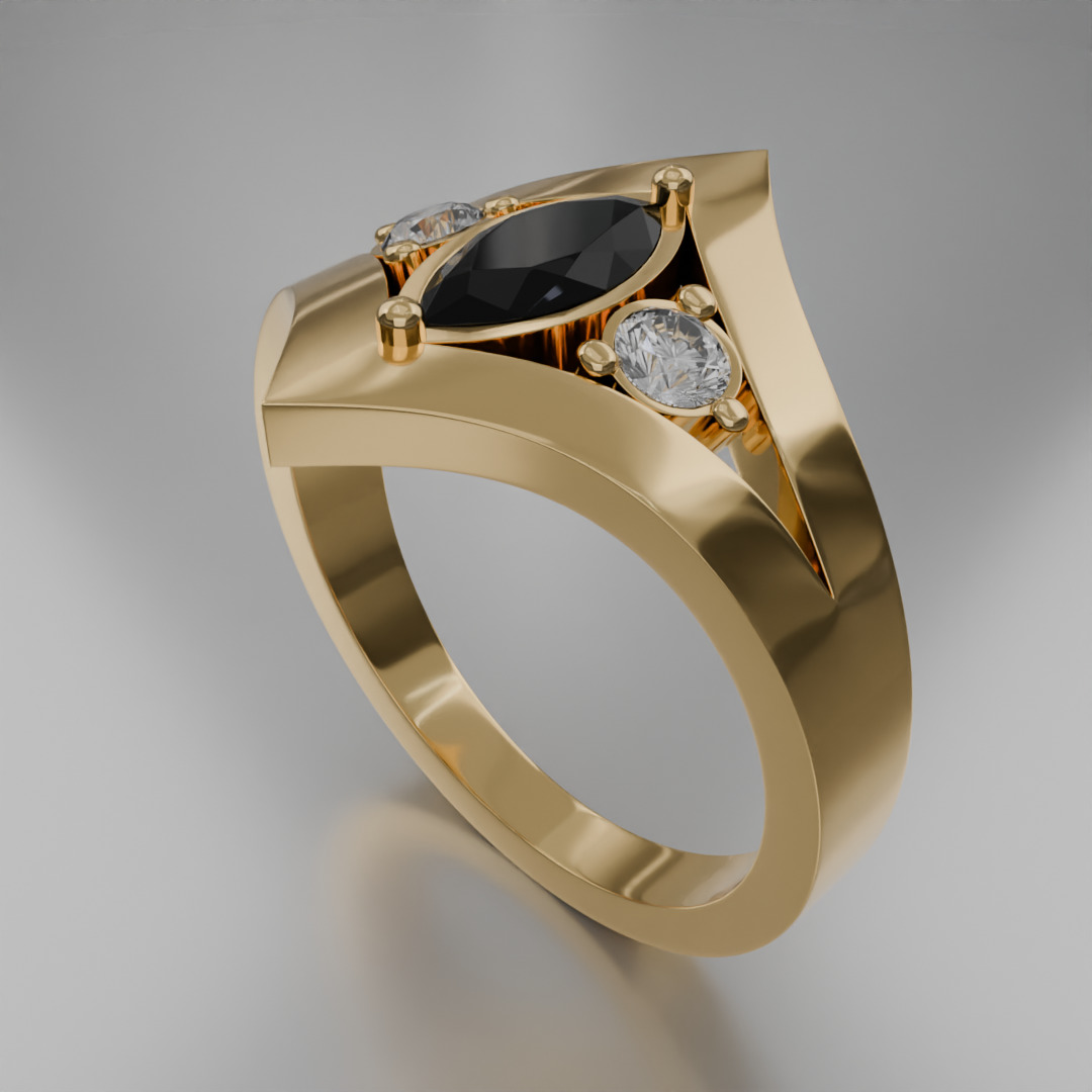 Noctis Aureum ring with diamonds and black onyx 3D model jewelry 3D model_9