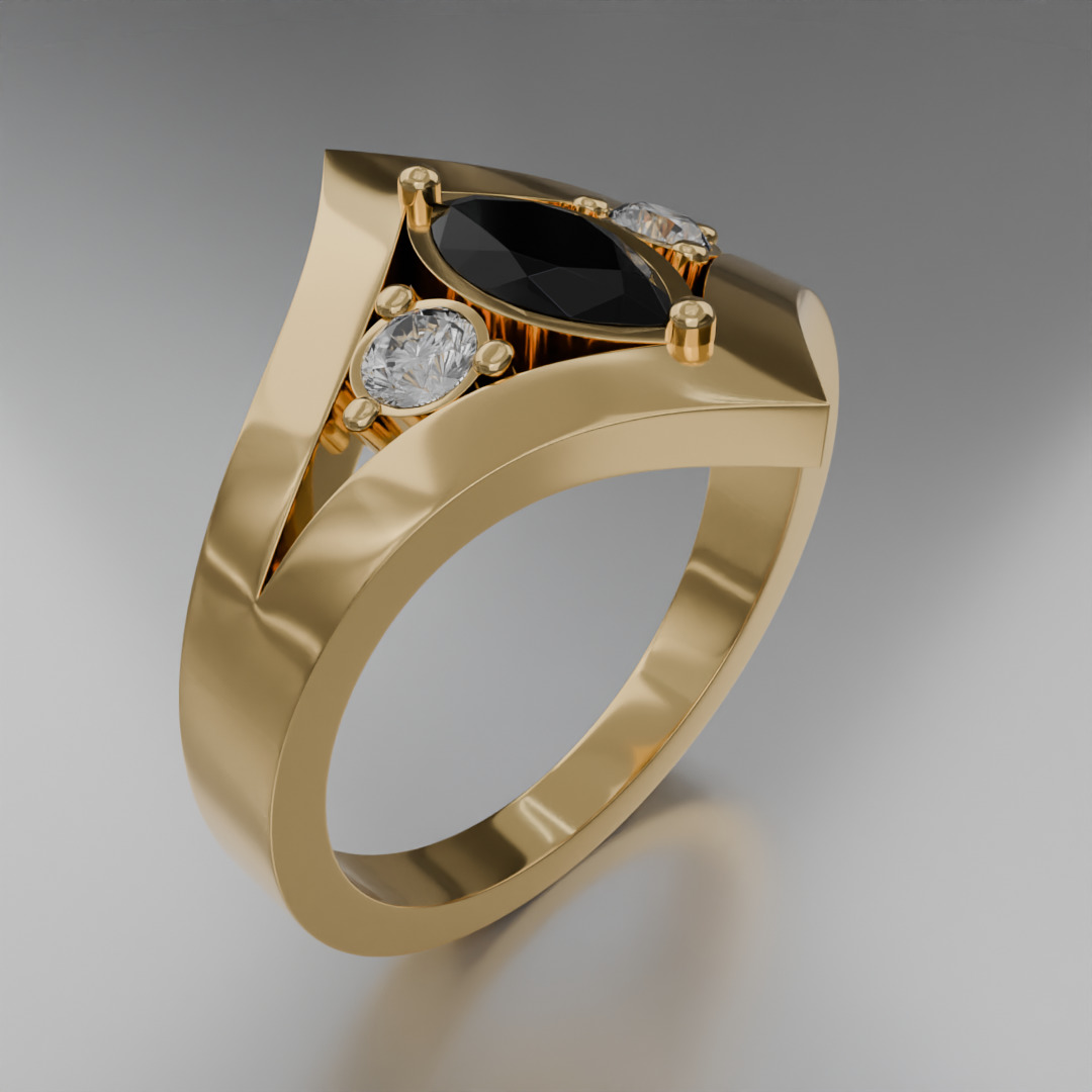 Noctis Aureum ring with diamonds and black onyx 3D model jewelry 3D model_8