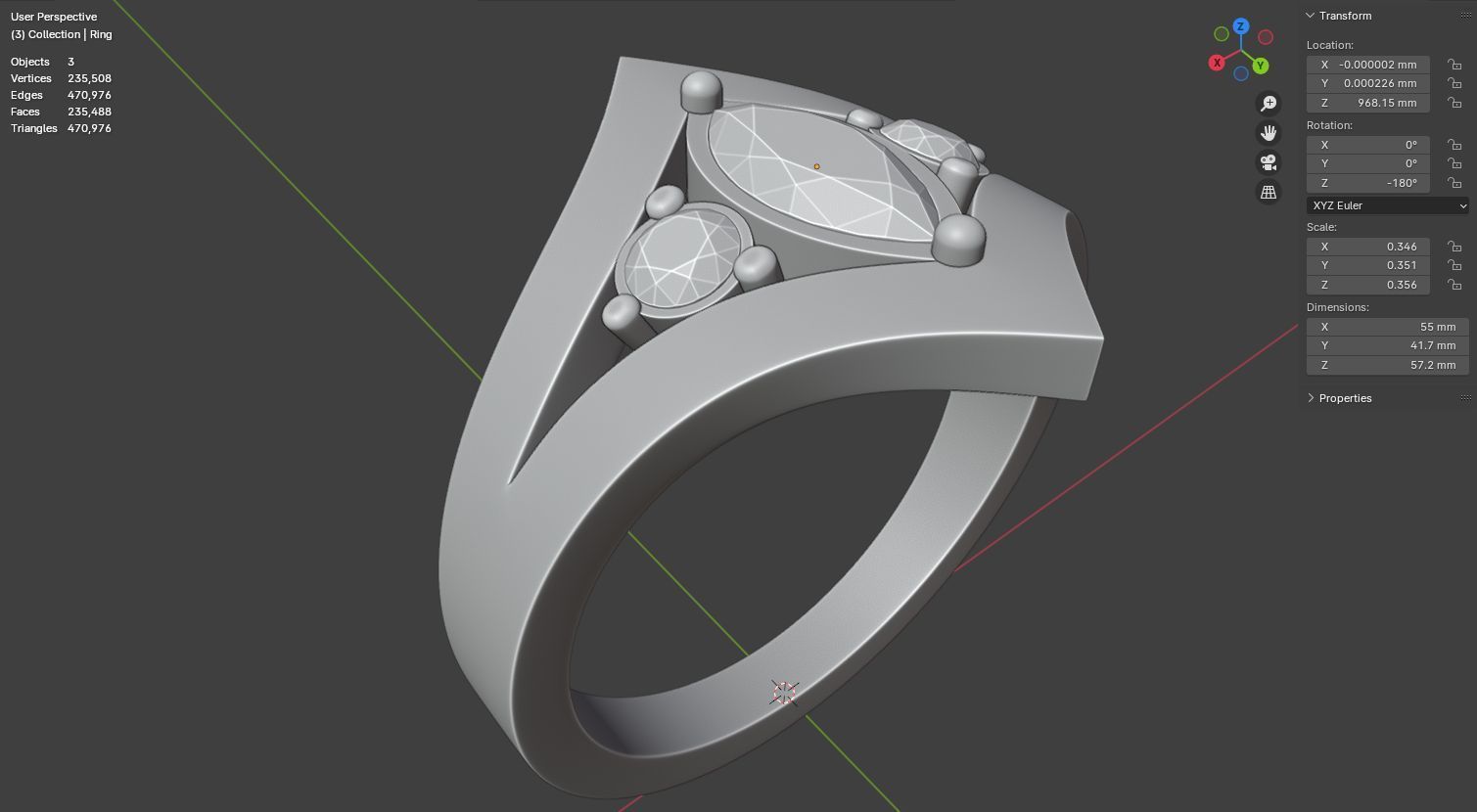 Noctis Aureum ring with diamonds and black onyx 3D model jewelry 3D model_20