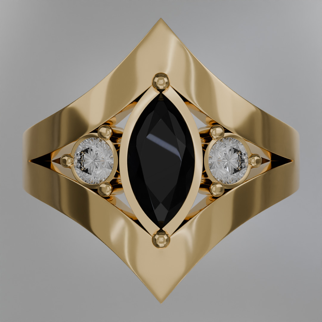 Noctis Aureum ring with diamonds and black onyx 3D model jewelry 3D model_2