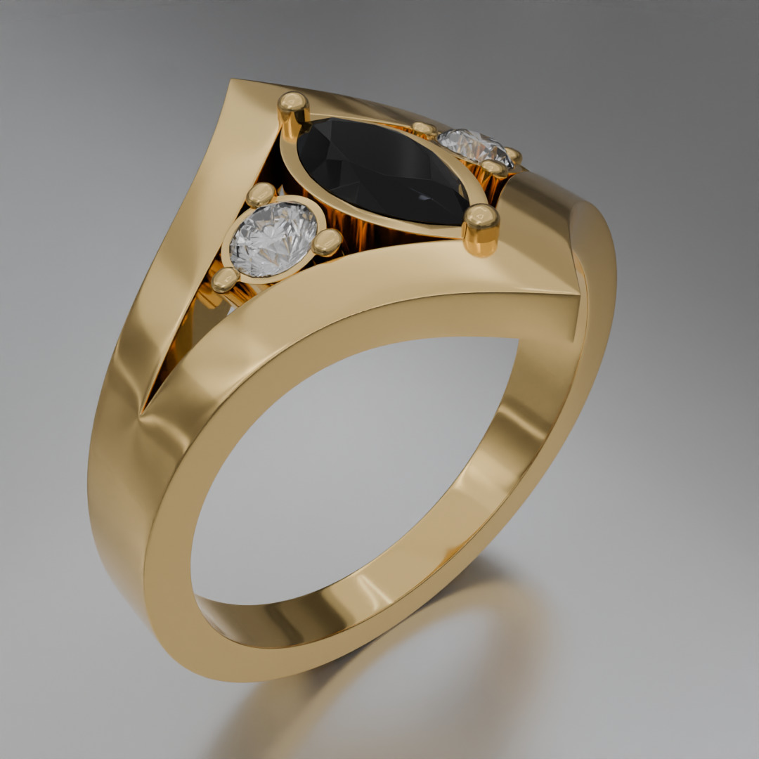 Noctis Aureum ring with diamonds and black onyx 3D model jewelry 3D model_0