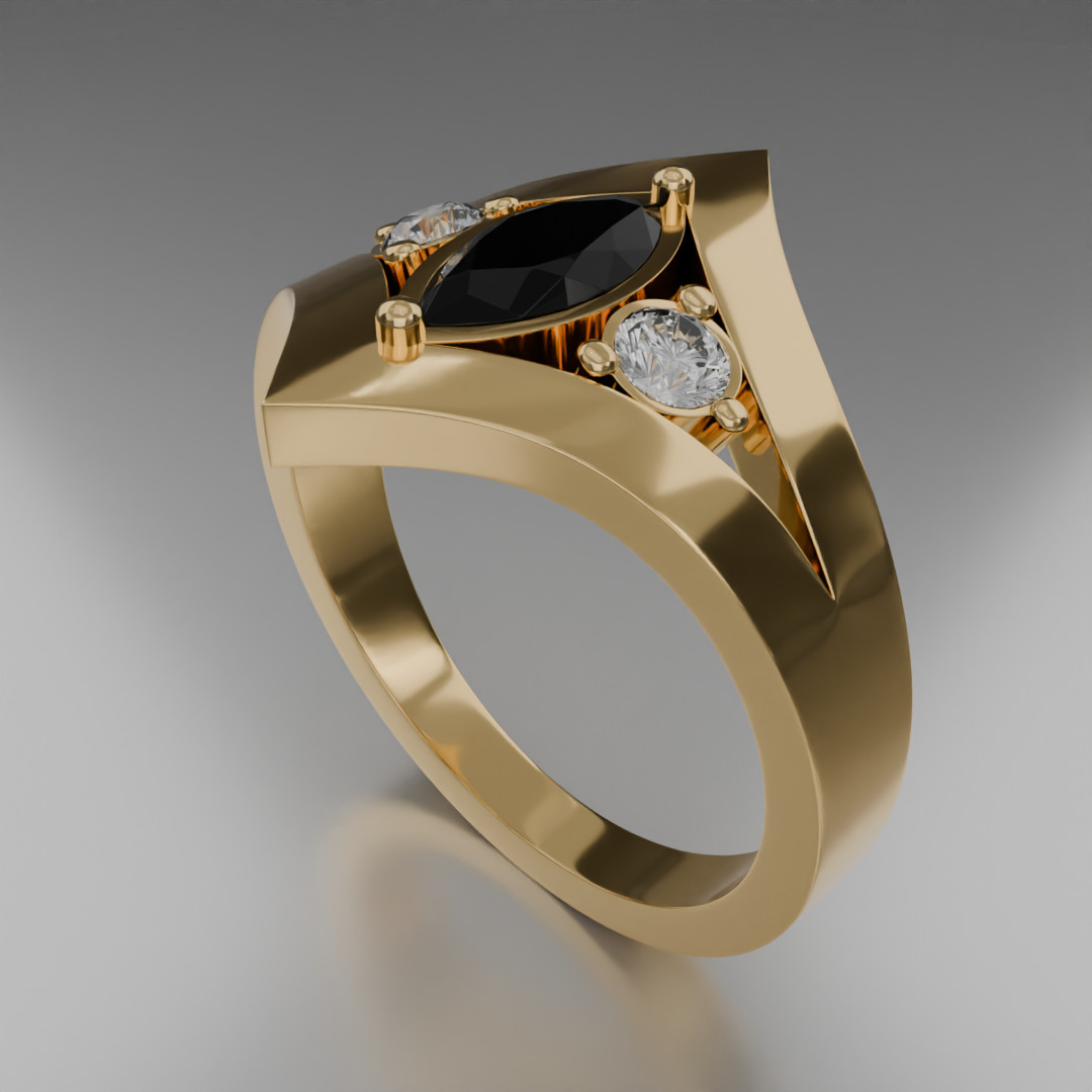 Noctis Aureum ring with diamonds and black onyx 3D model jewelry 3D model_7