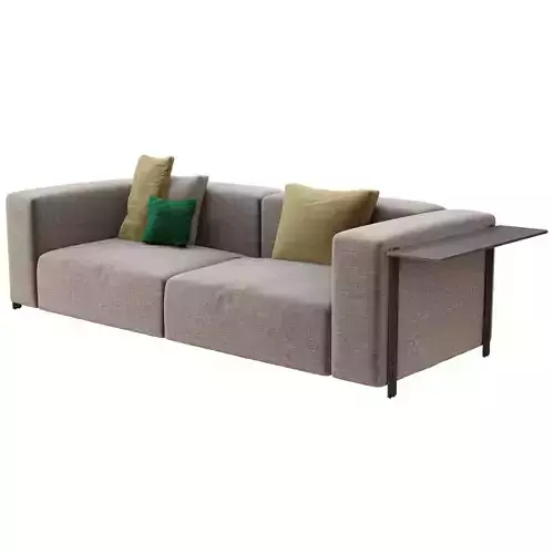 Contemporary Modular Sofa with Rear Metal Shelf and Pillows