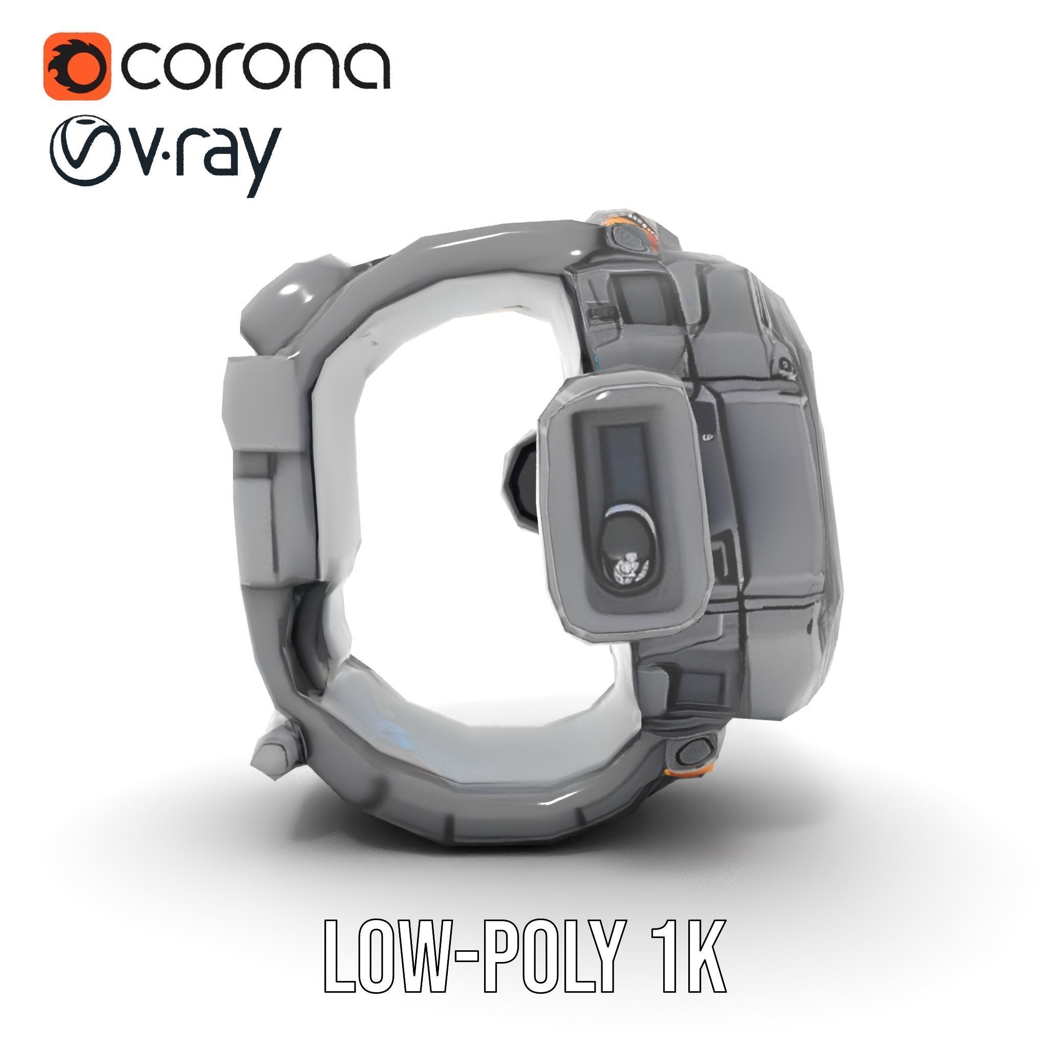 Futuristic Smartwatch Model Pack with Exposed Hardware Detailing Low-poly 3D model_9