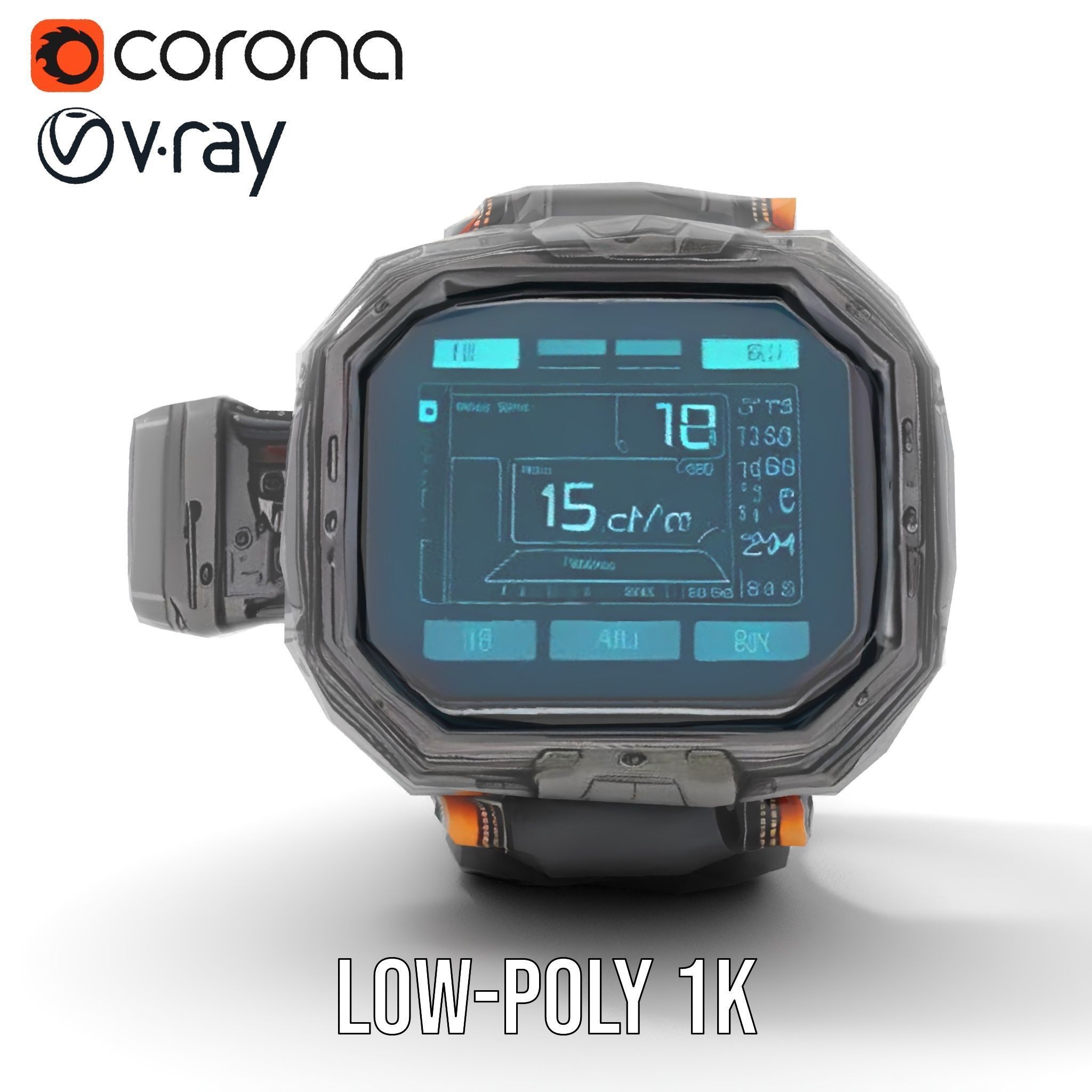 Futuristic Smartwatch Model Pack with Exposed Hardware Detailing Low-poly 3D model_21