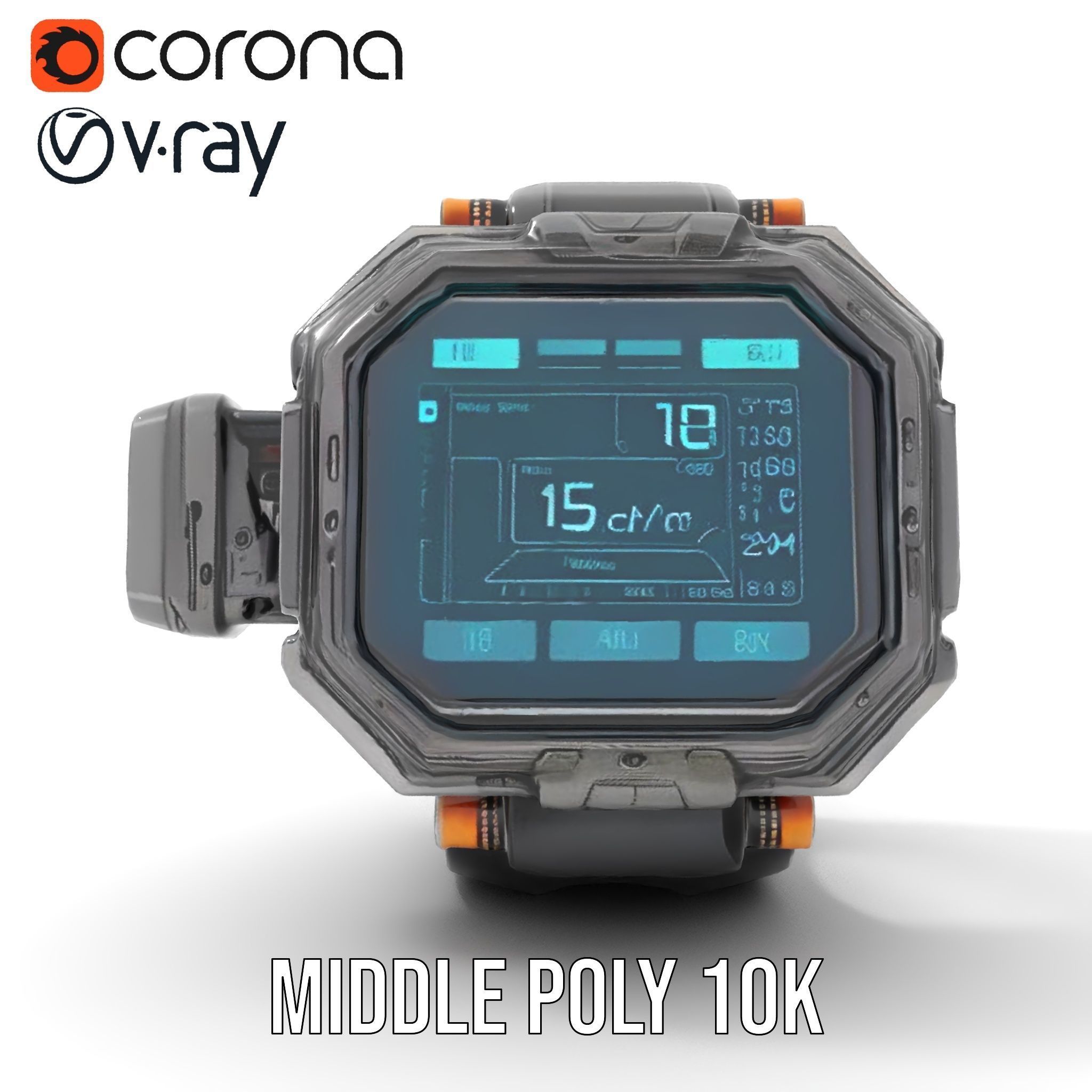 Futuristic Smartwatch Model Pack with Exposed Hardware Detailing Low-poly 3D model_14