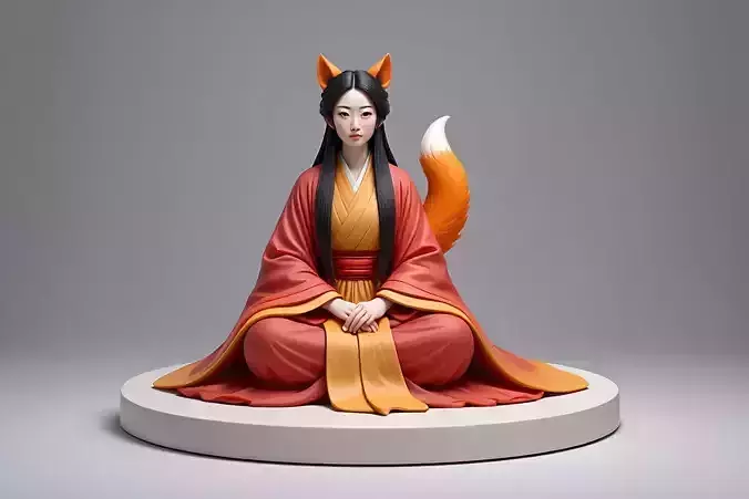 1515COLORFUL  Fox Spirit Woman in Pu Song Ling Style