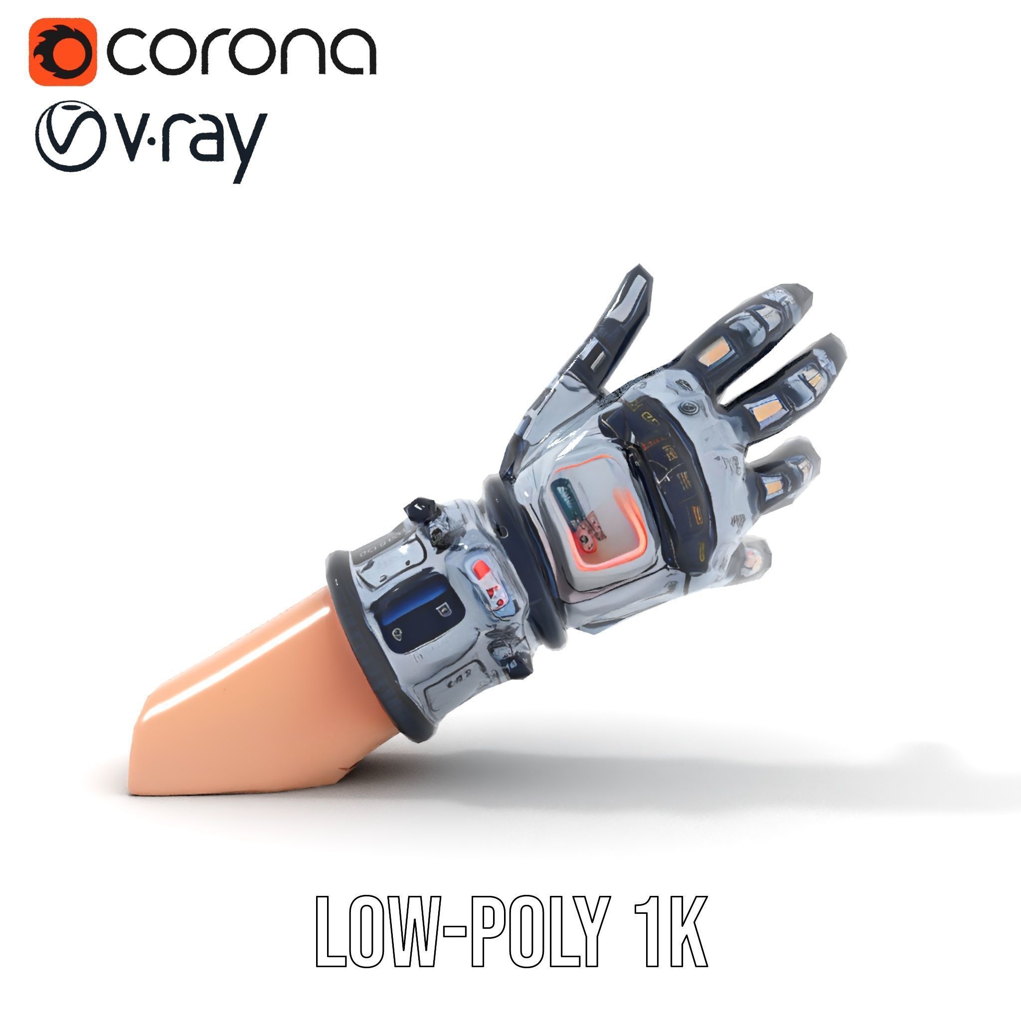 Futuristic Robotic Glove Model Pack Low-poly 3D model_22
