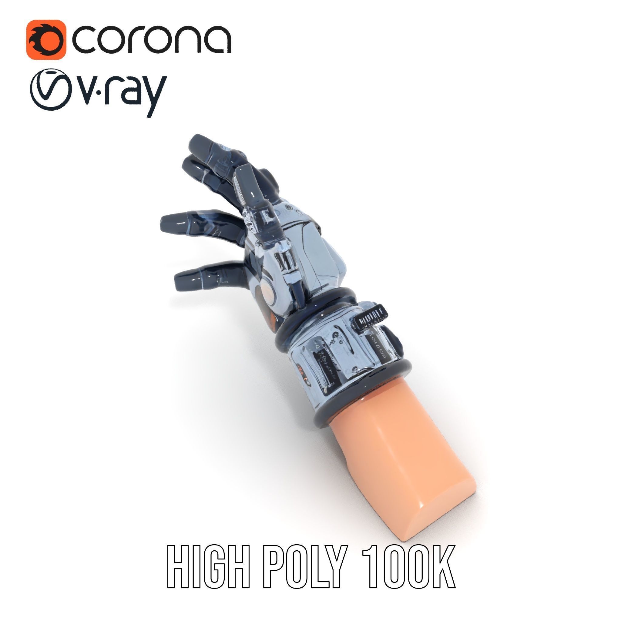 Futuristic Robotic Glove Model Pack Low-poly 3D model_17