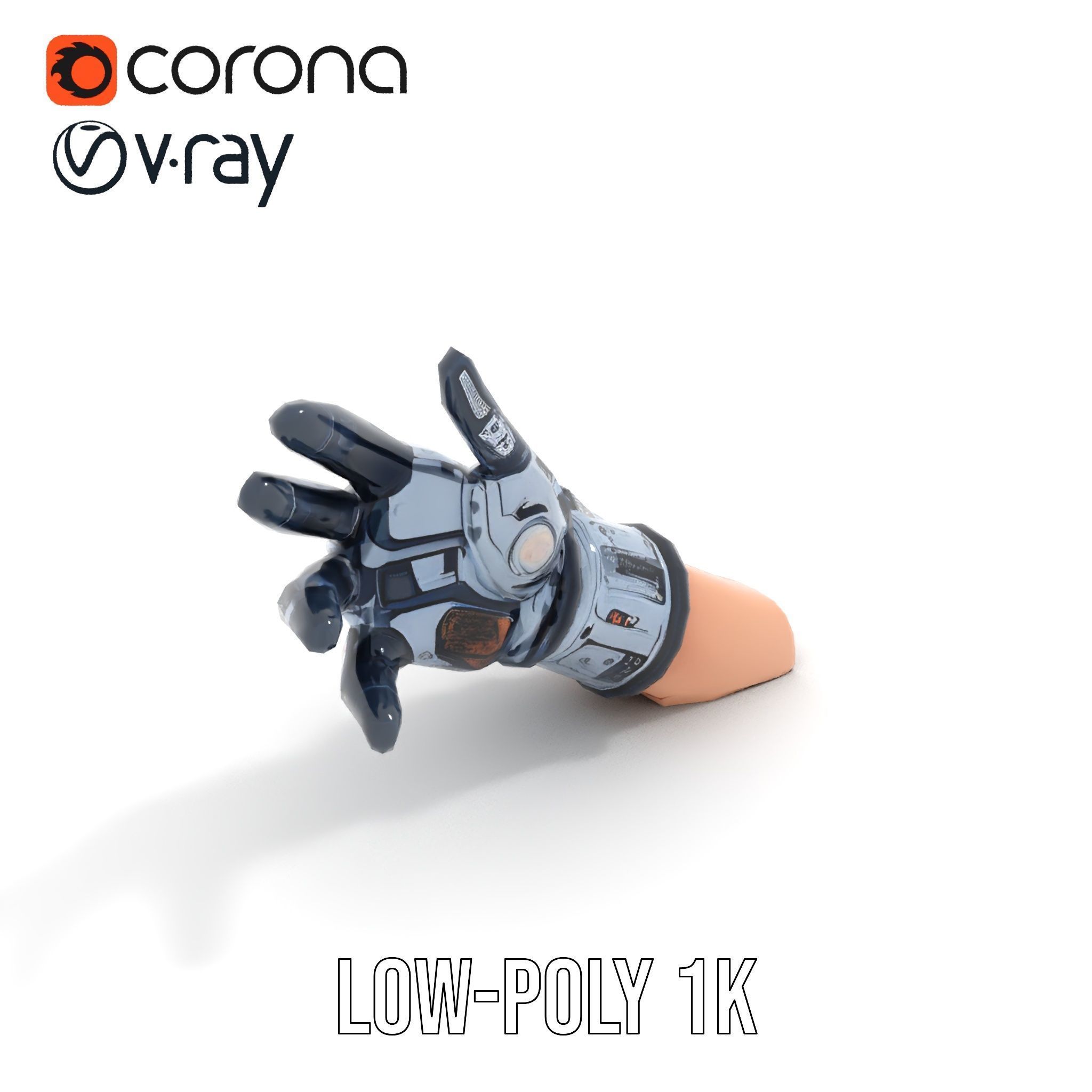 Futuristic Robotic Glove Model Pack Low-poly 3D model_9