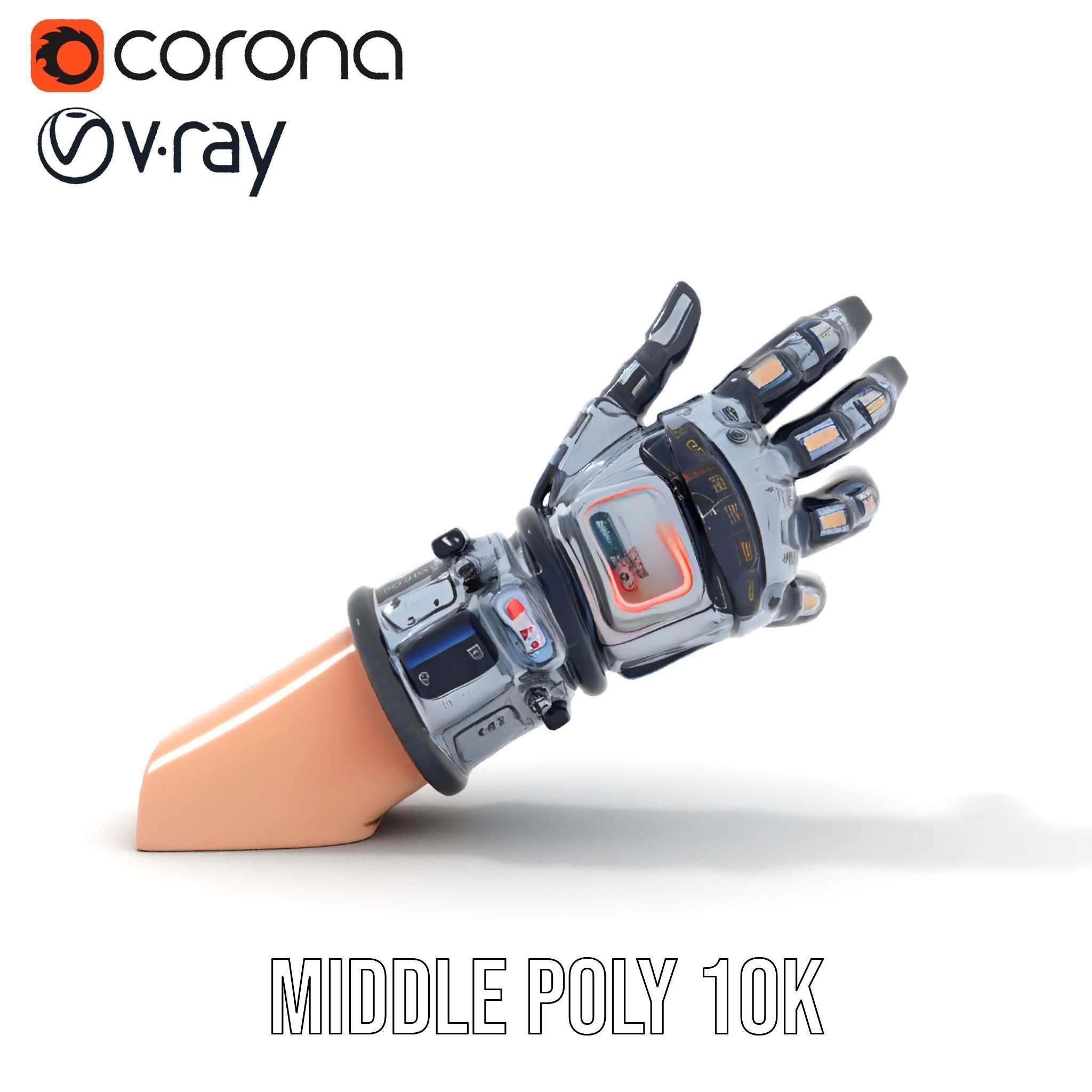 Futuristic Robotic Glove Model Pack Low-poly 3D model_5