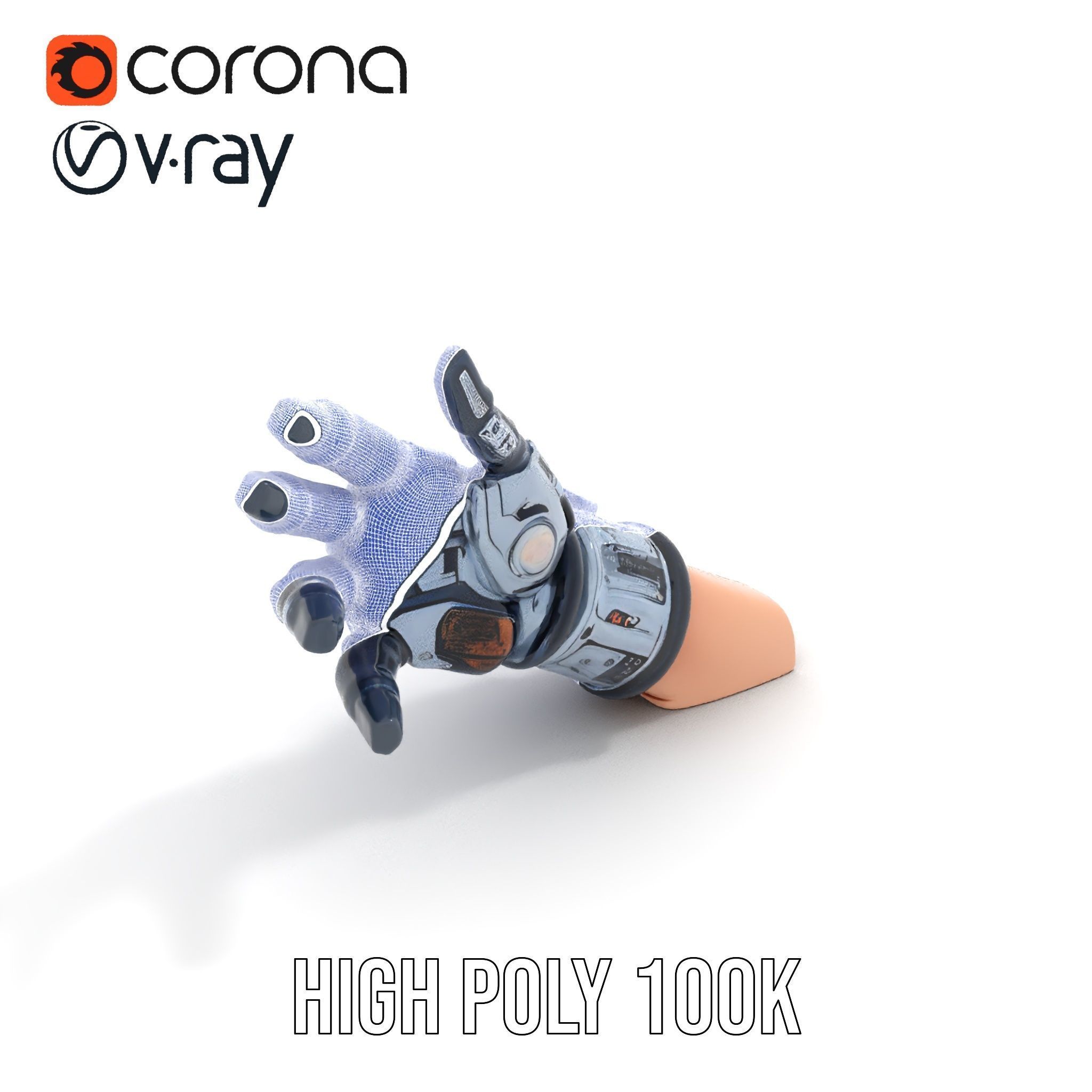 Futuristic Robotic Glove Model Pack Low-poly 3D model_26
