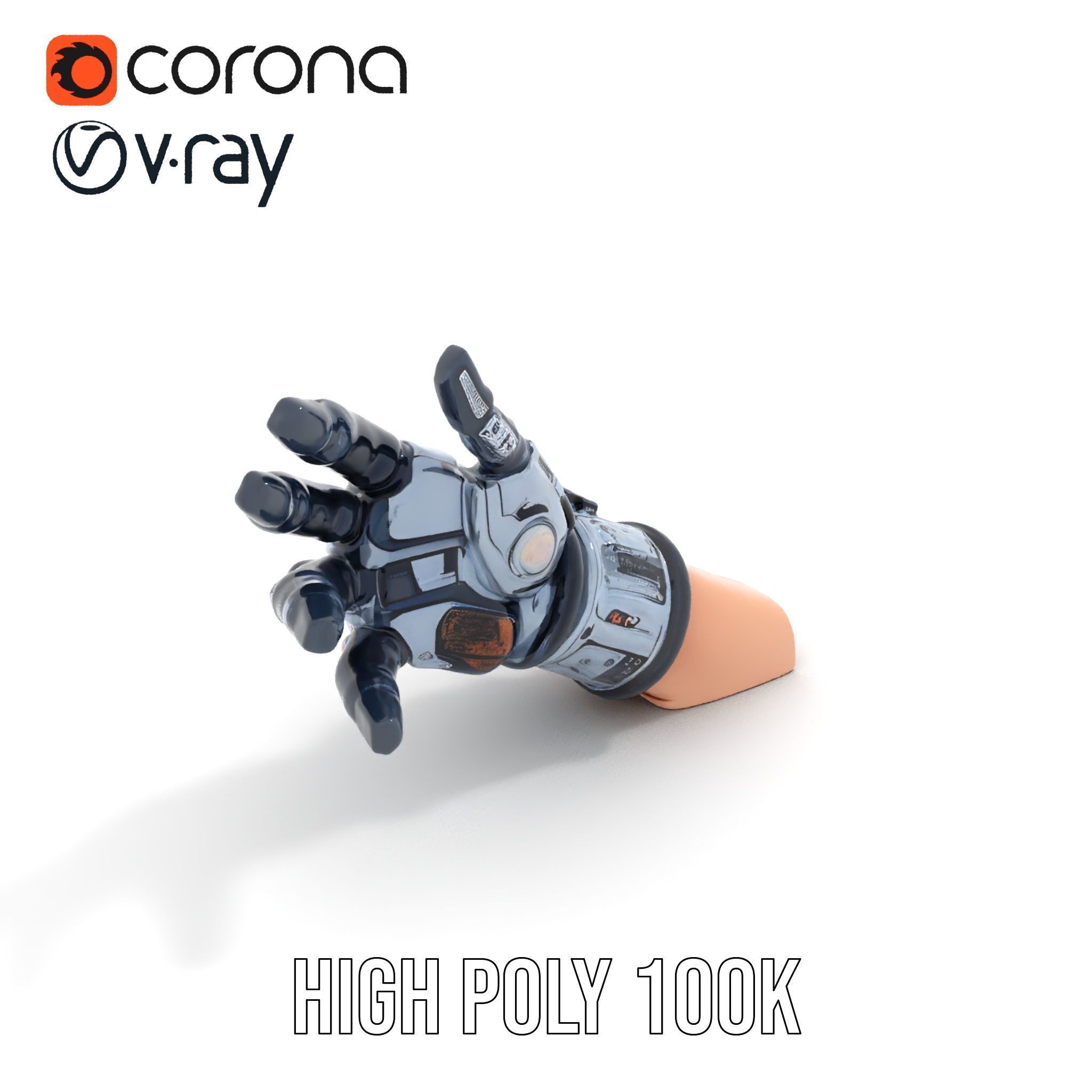 Futuristic Robotic Glove Model Pack Low-poly 3D model_29