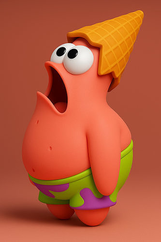 SpongeBob Patrick Star with Waffle Cone Head 3D Art 3D print model