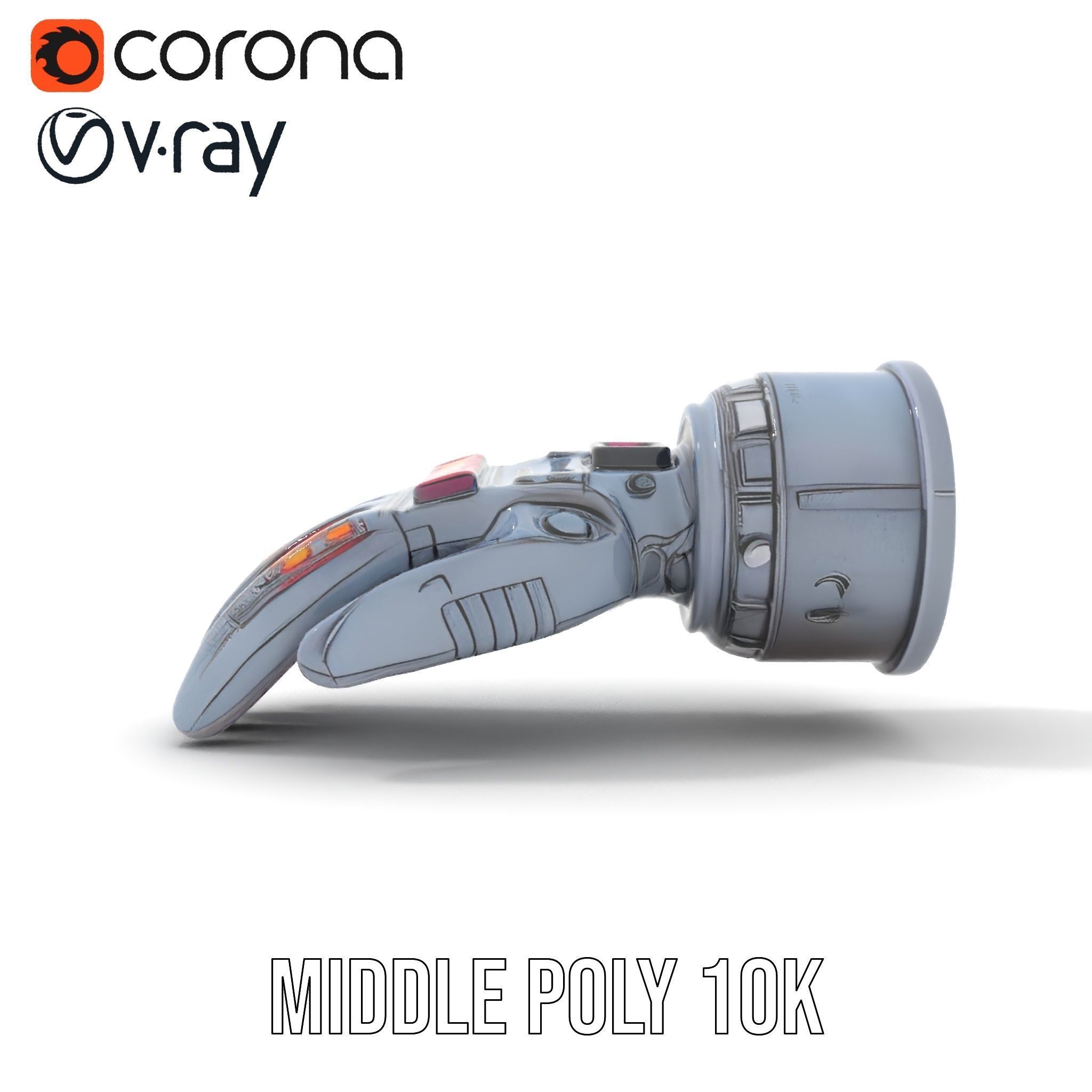 Futuristic Robotic Glove Model Pack with LED Lights Low-poly 3D model_15