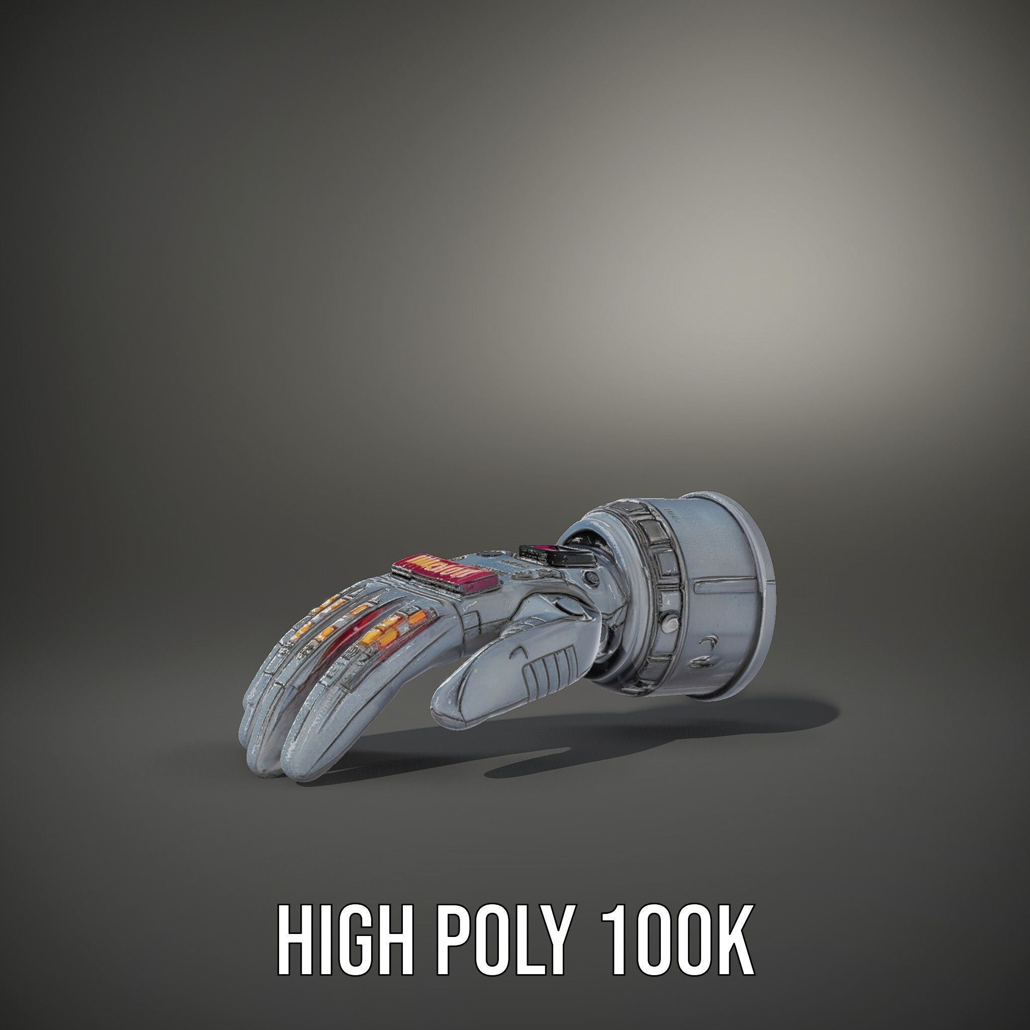 Futuristic Robotic Glove Model Pack with LED Lights Low-poly 3D model_11