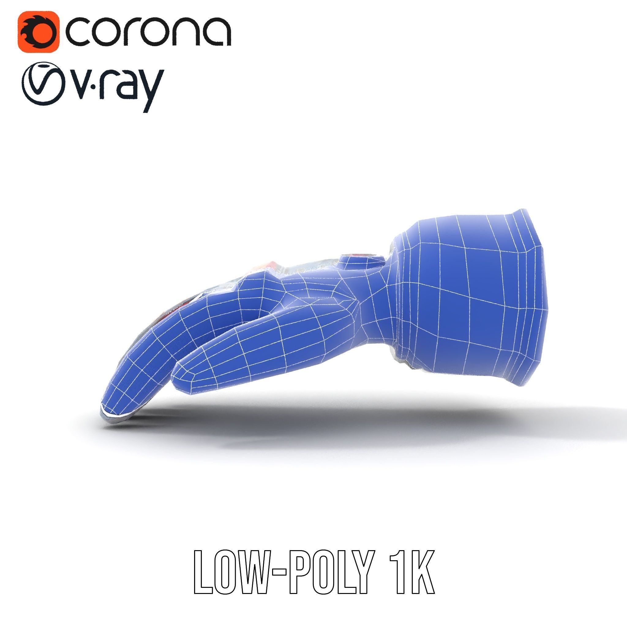 Futuristic Robotic Glove Model Pack with LED Lights Low-poly 3D model_28