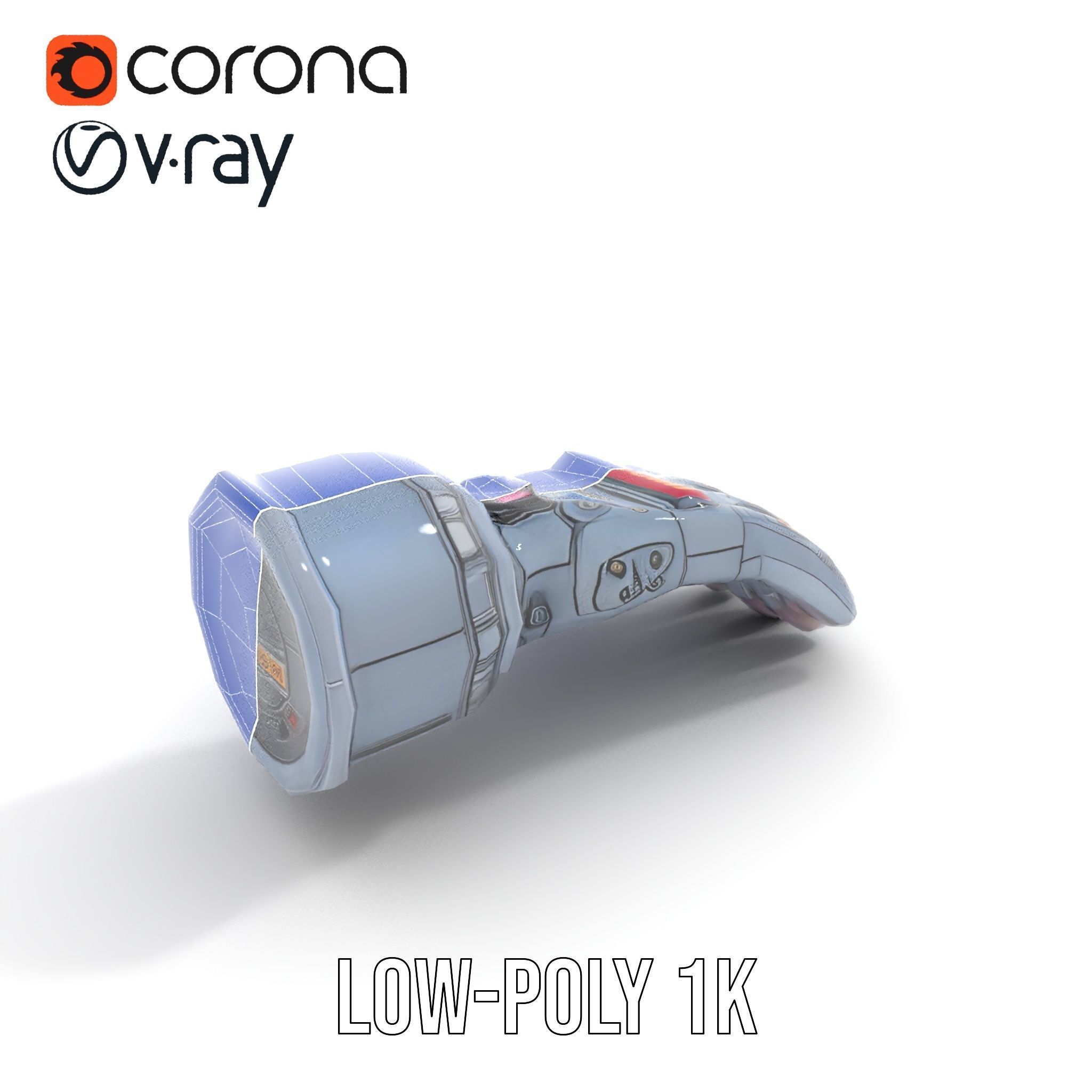 Futuristic Robotic Glove Model Pack with LED Lights Low-poly 3D model_26