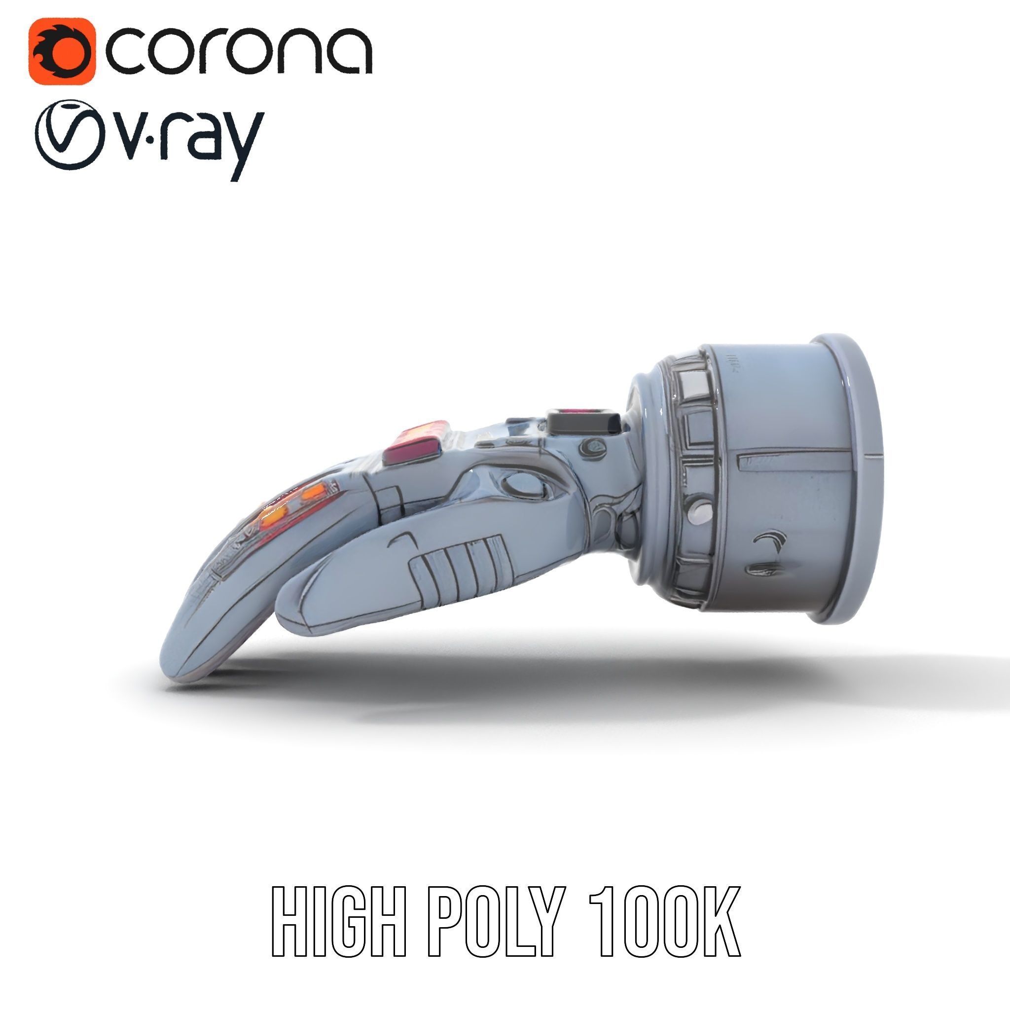 Futuristic Robotic Glove Model Pack with LED Lights Low-poly 3D model_29