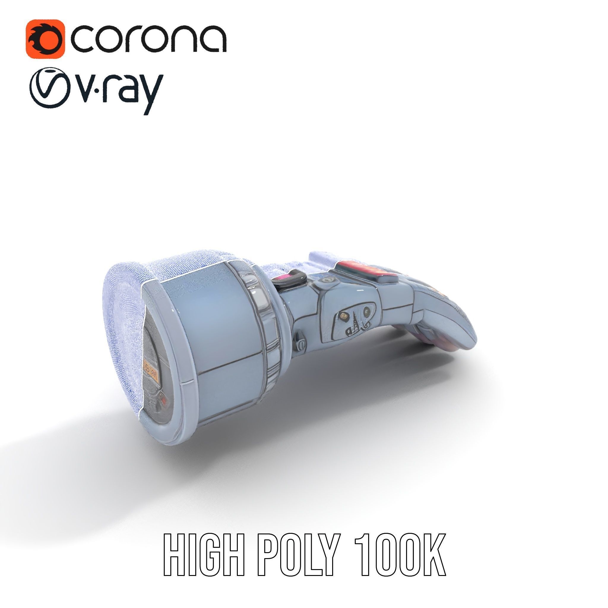 Futuristic Robotic Glove Model Pack with LED Lights Low-poly 3D model_24