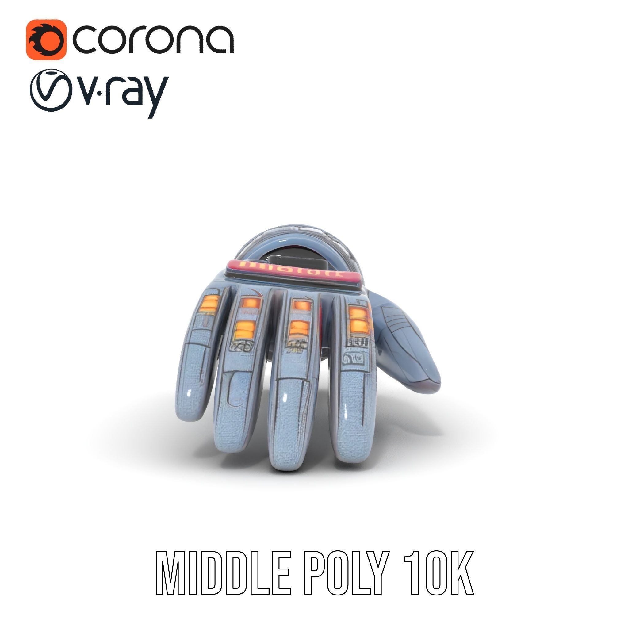 Futuristic Robotic Glove Model Pack with LED Lights Low-poly 3D model_17