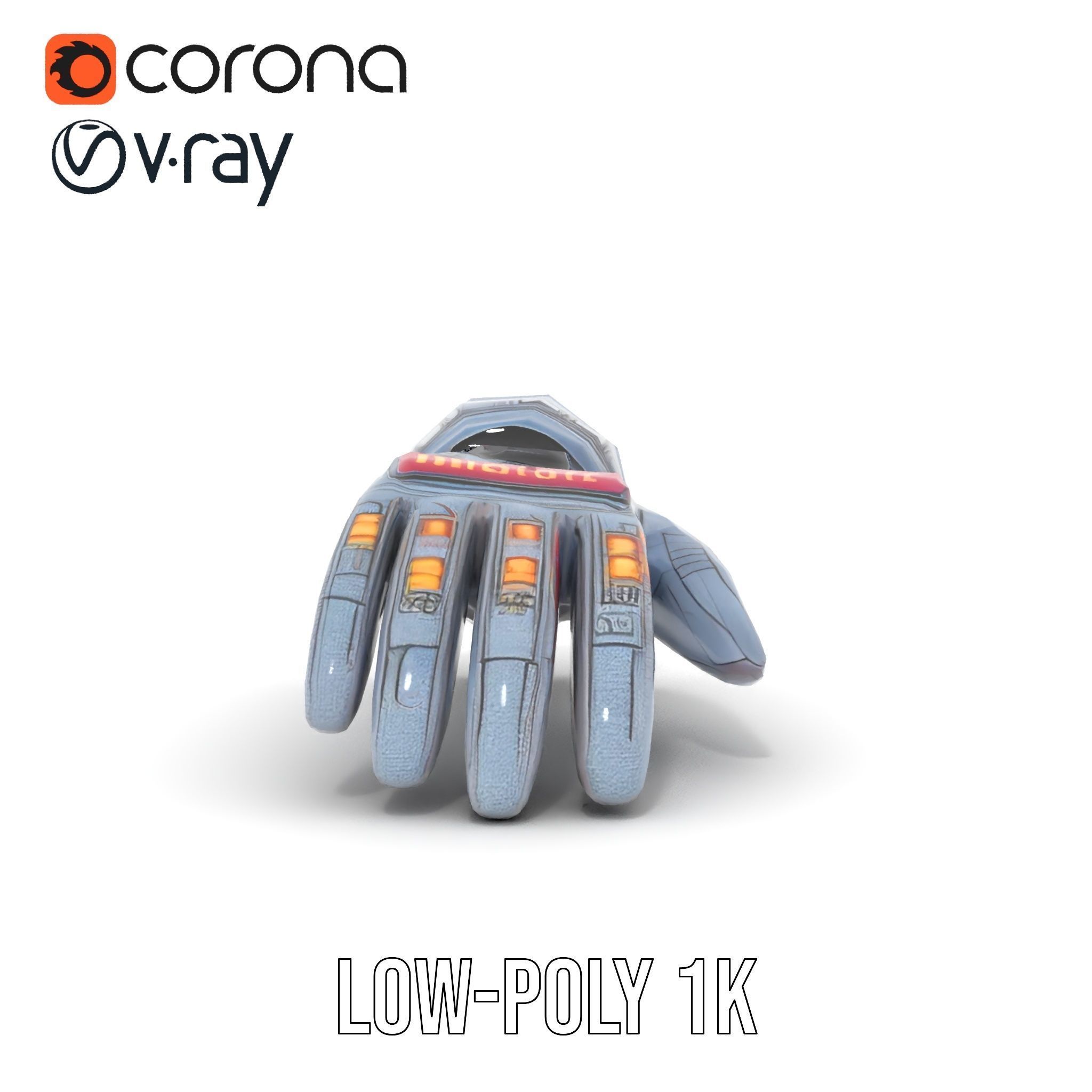 Futuristic Robotic Glove Model Pack with LED Lights Low-poly 3D model_20