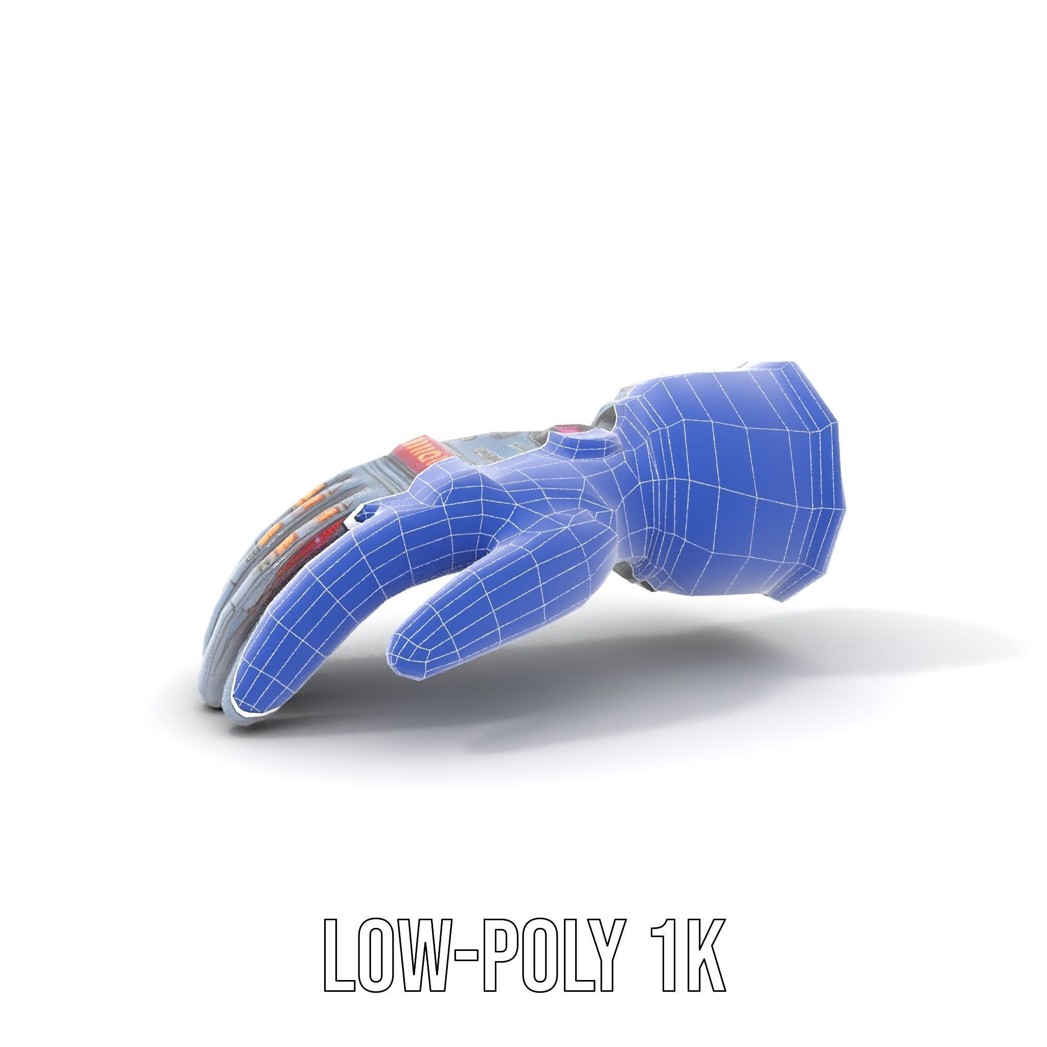 Futuristic Robotic Glove Model Pack with LED Lights Low-poly 3D model_16