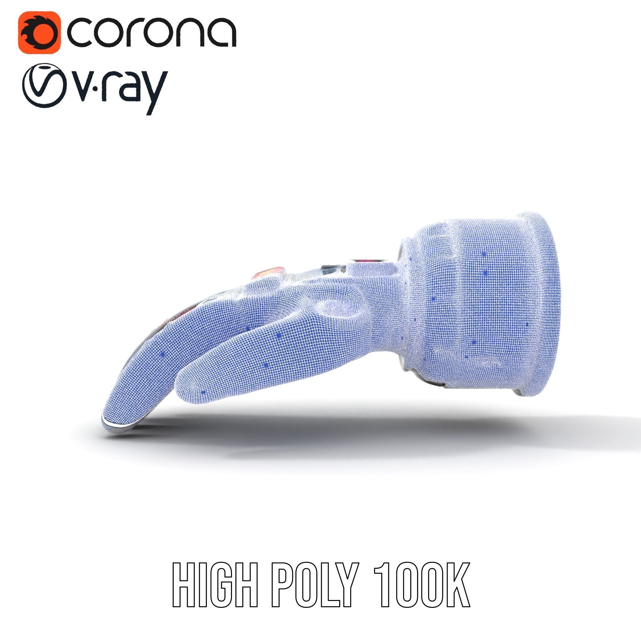 Futuristic Robotic Glove Model Pack with LED Lights Low-poly 3D model_34