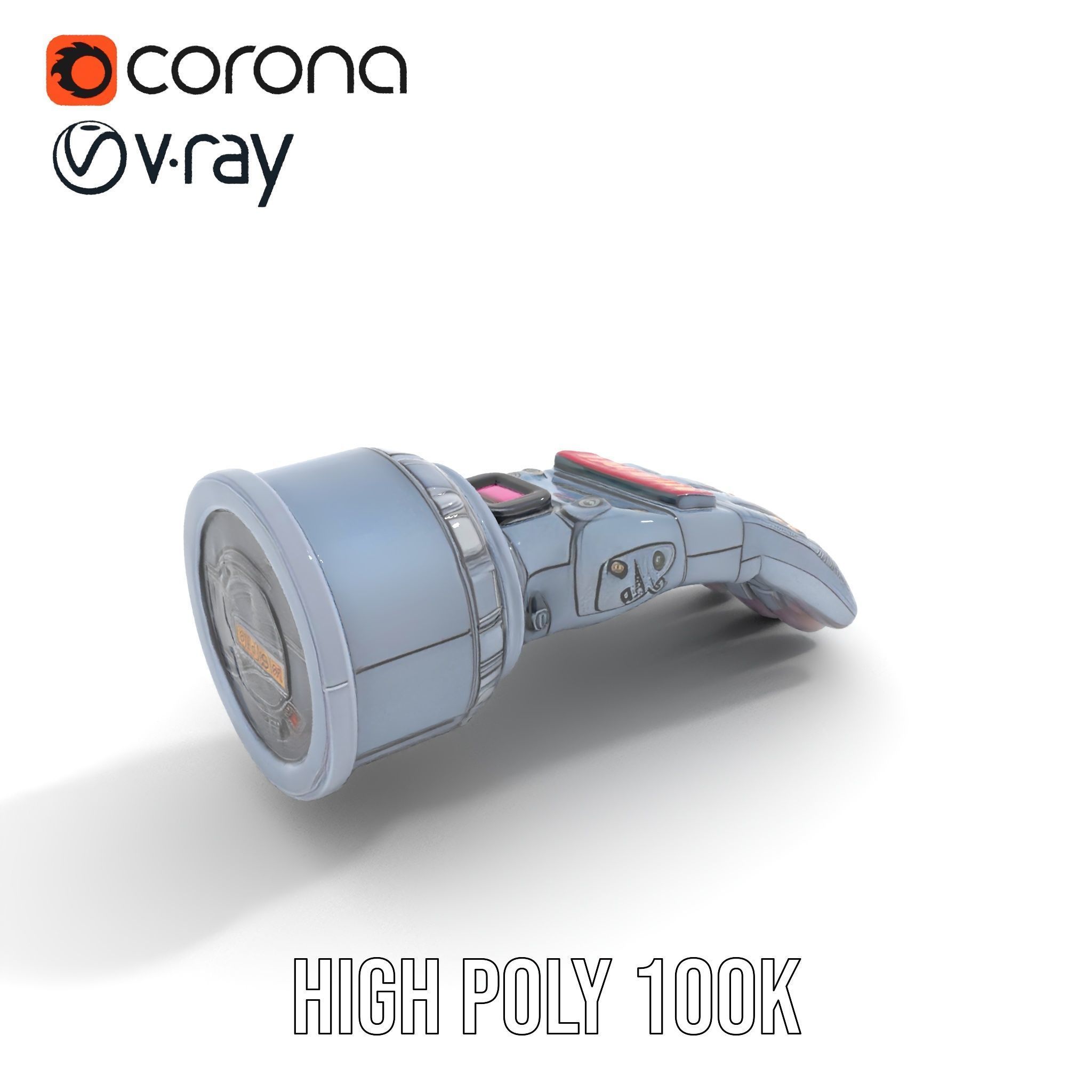 Futuristic Robotic Glove Model Pack with LED Lights Low-poly 3D model_14