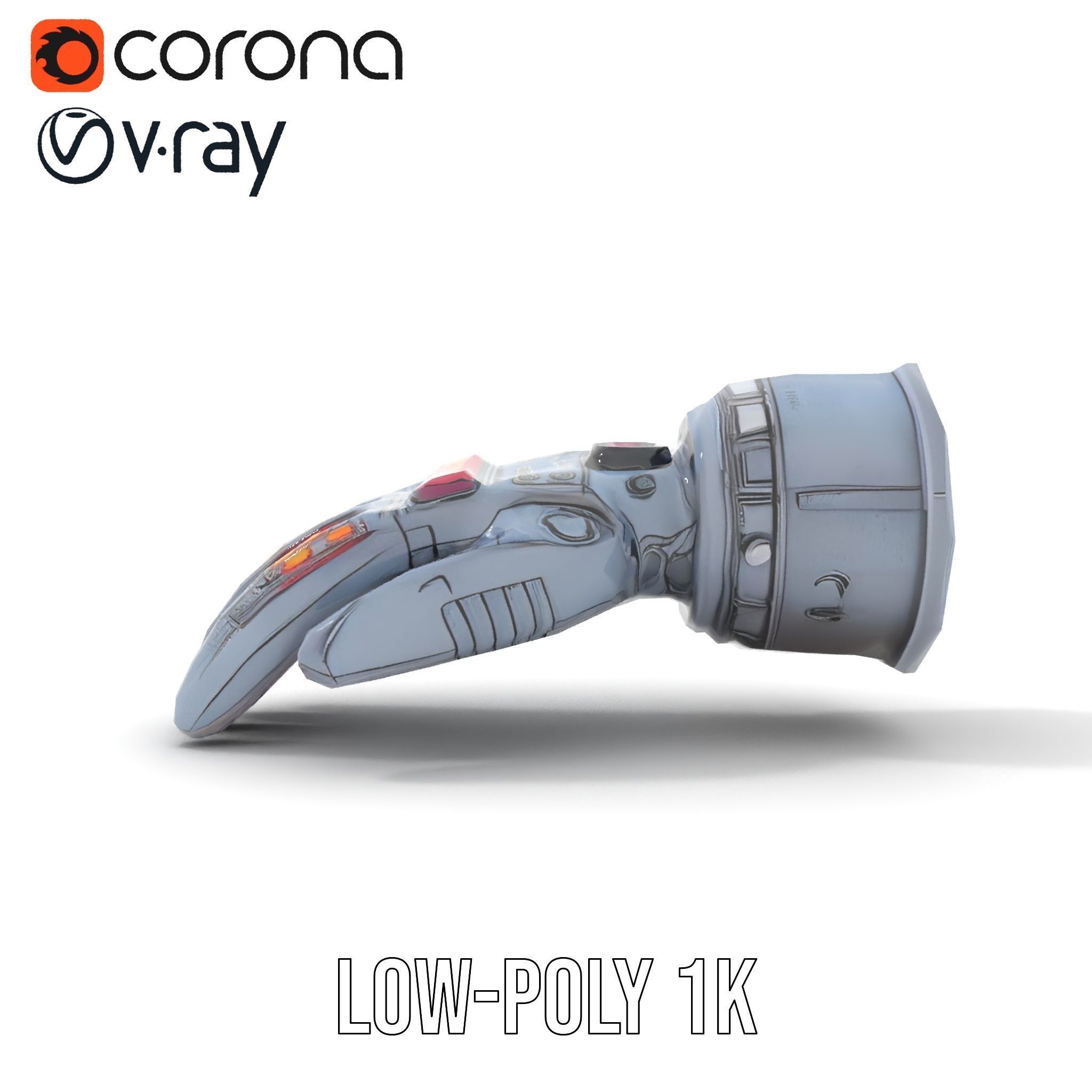 Futuristic Robotic Glove Model Pack with LED Lights Low-poly 3D model_18